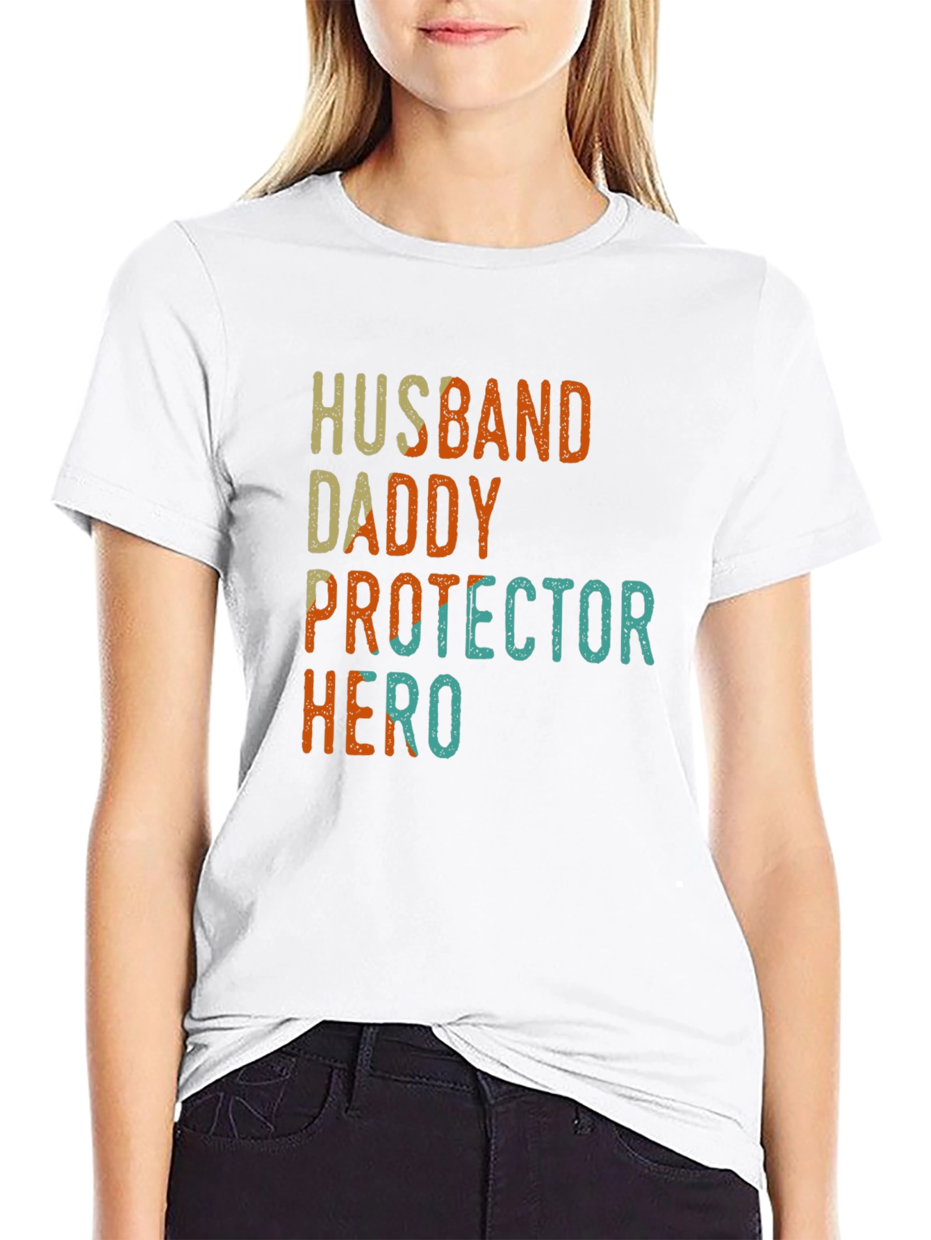 Black Husband Daddy Protector Hero Graphic T-Shirt view 9