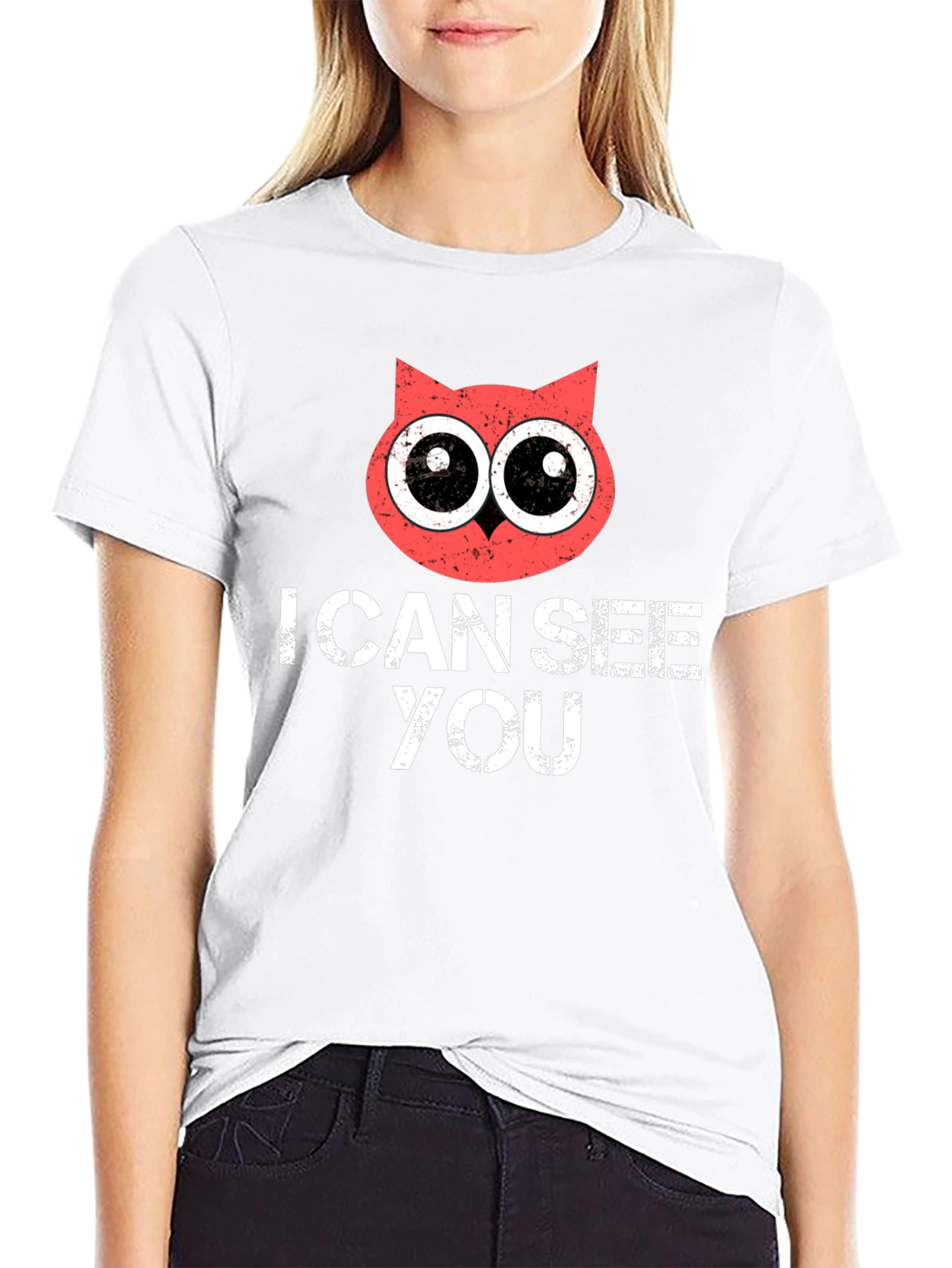 Black I Can See You Owl T-Shirt view 9