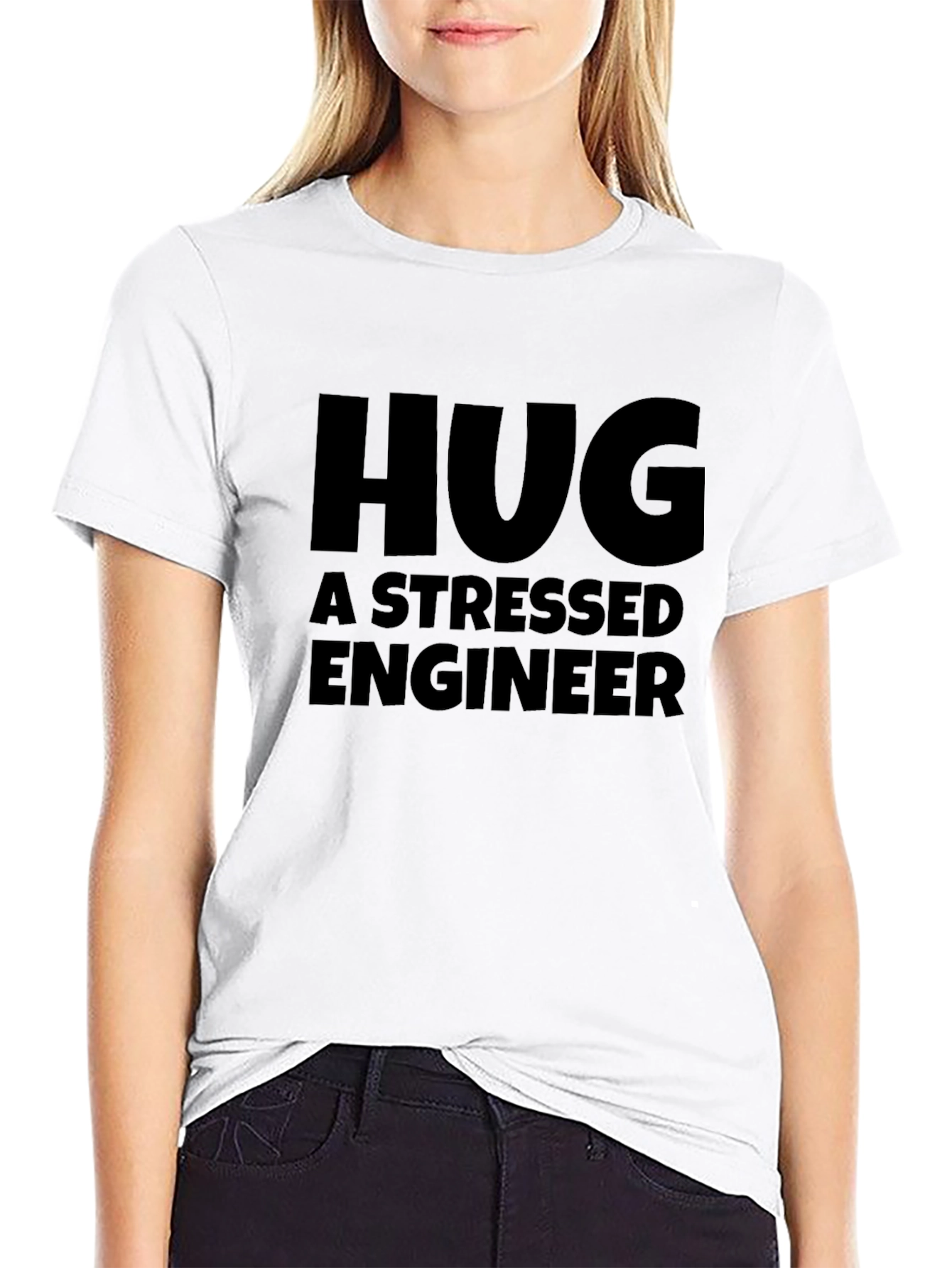 Black Hug a Stressed Engineer T-Shirt Funny Gift Tee view 9