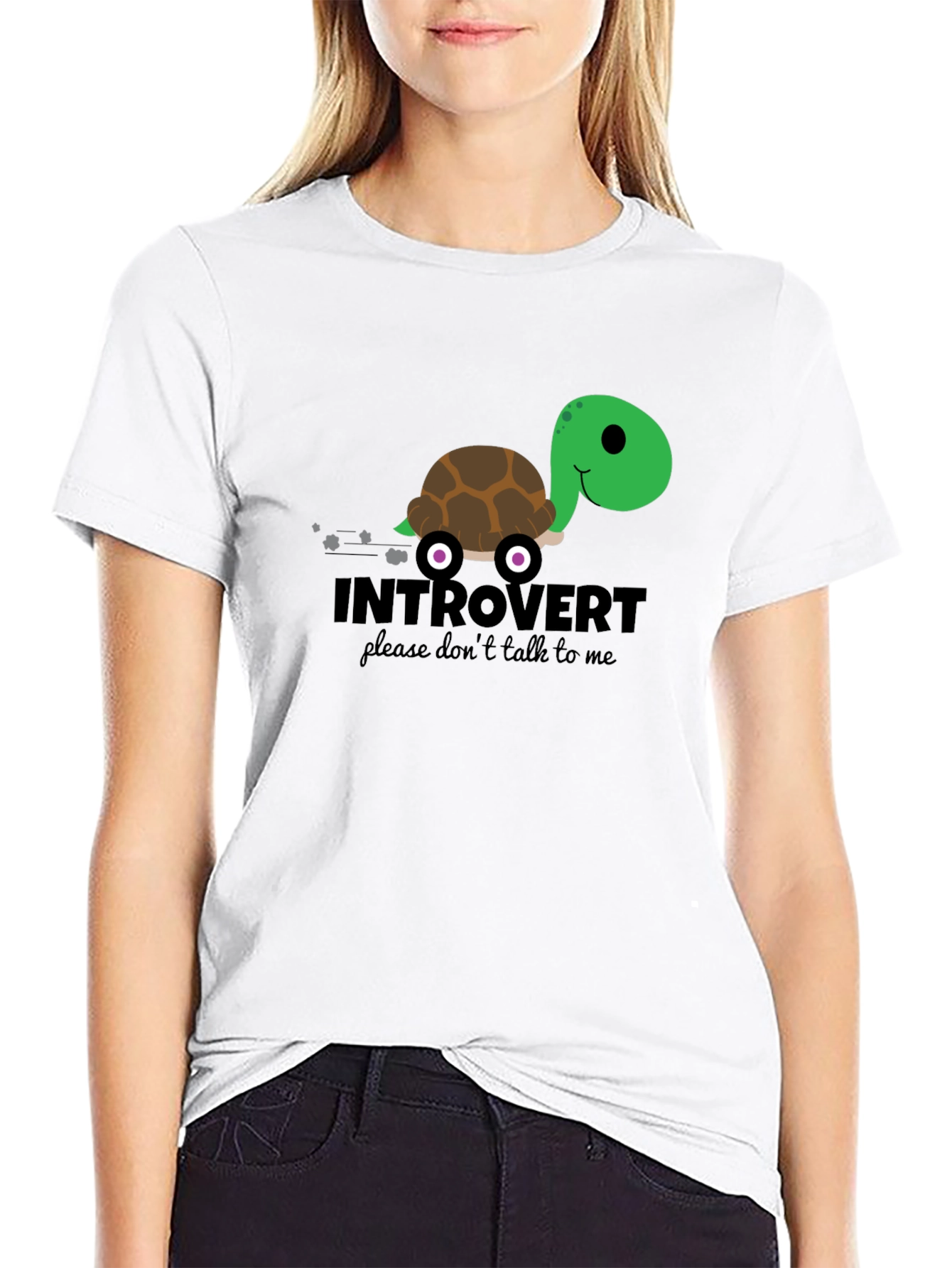Black Introvert Turtle T-Shirt - Funny Graphic Tee view 9