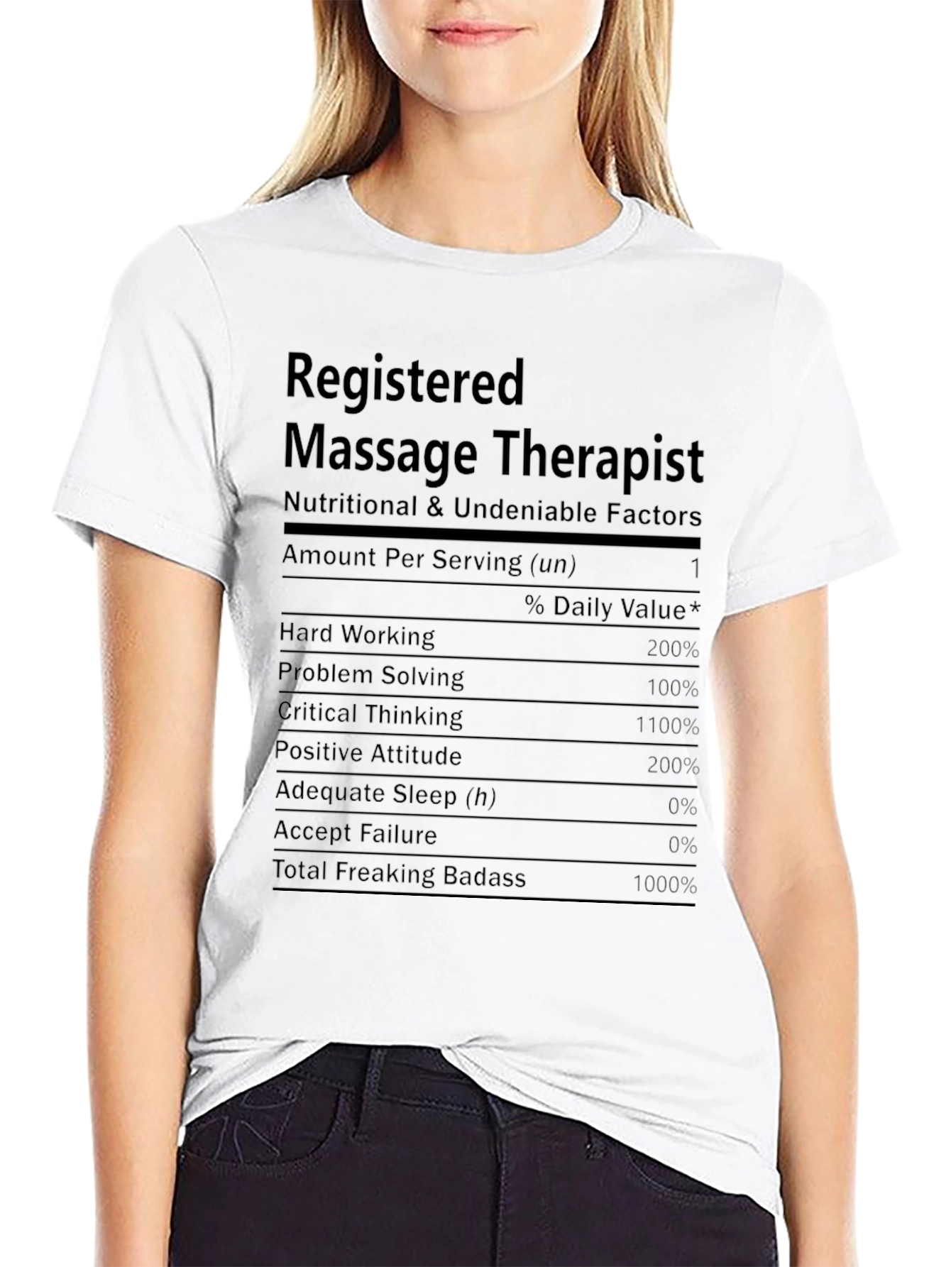Black Registered Massage Therapist Nutritional Facts T-Shirt view 9
