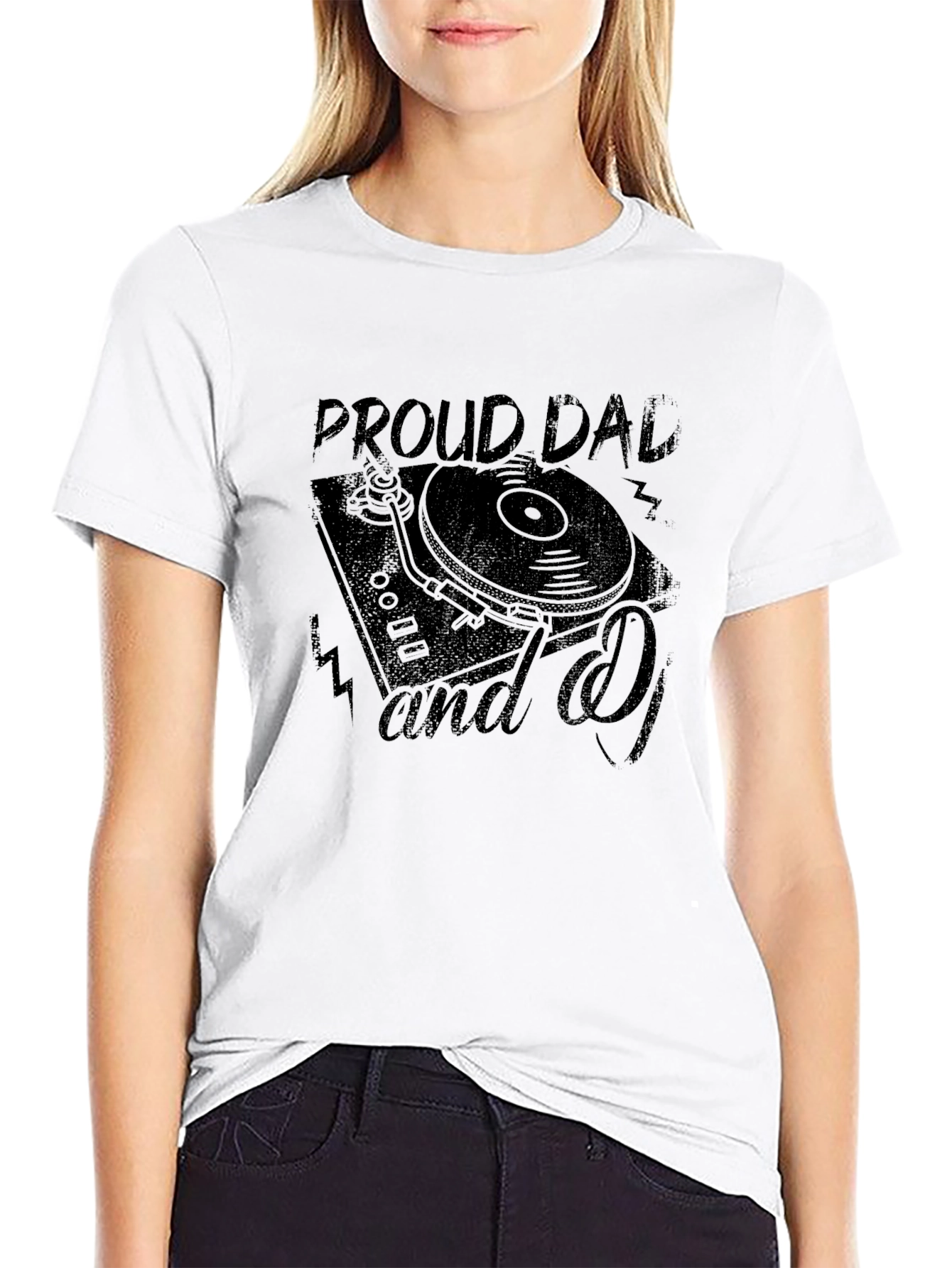Black Proud Dad and DJ Black T-Shirt view 9