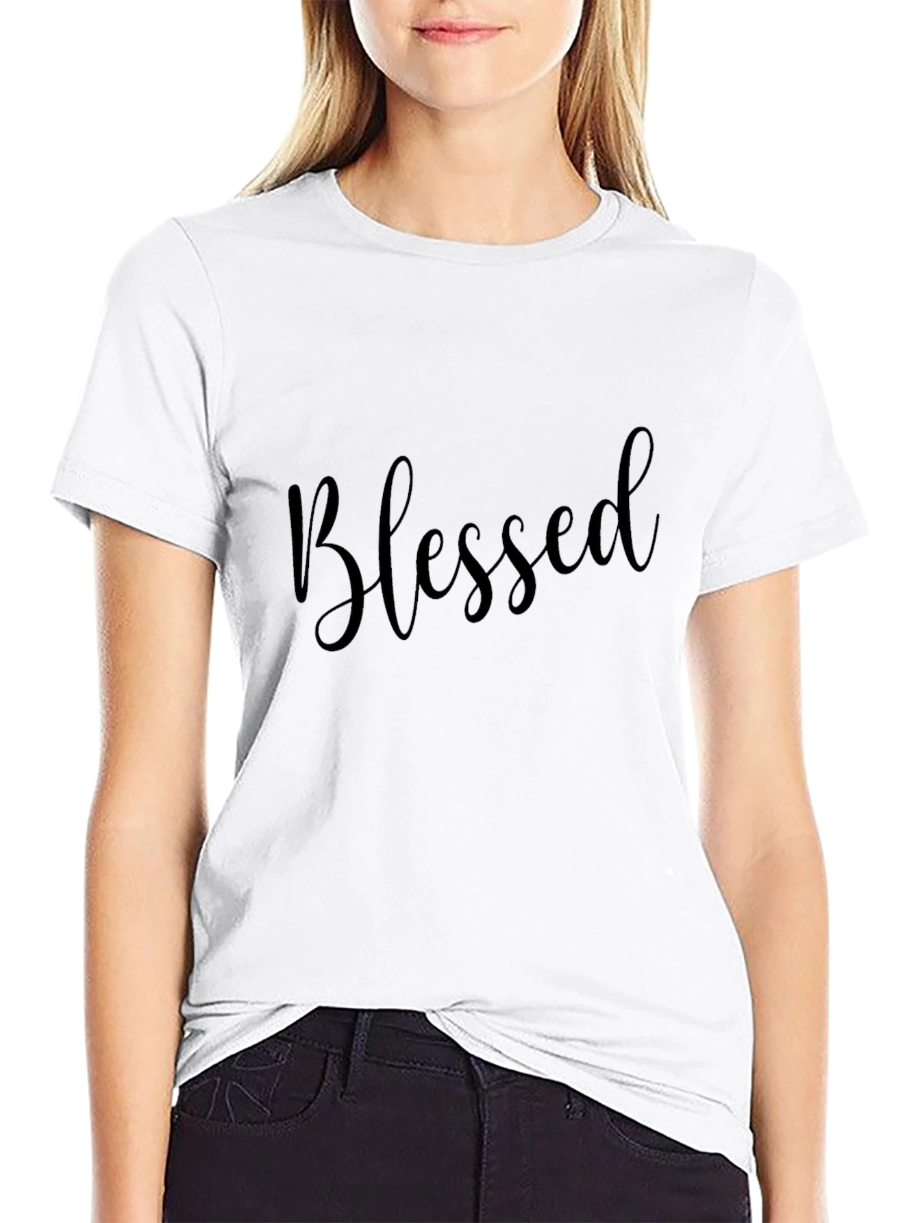 Black Blessed Black Tee - Stylish Casual Wear view 9