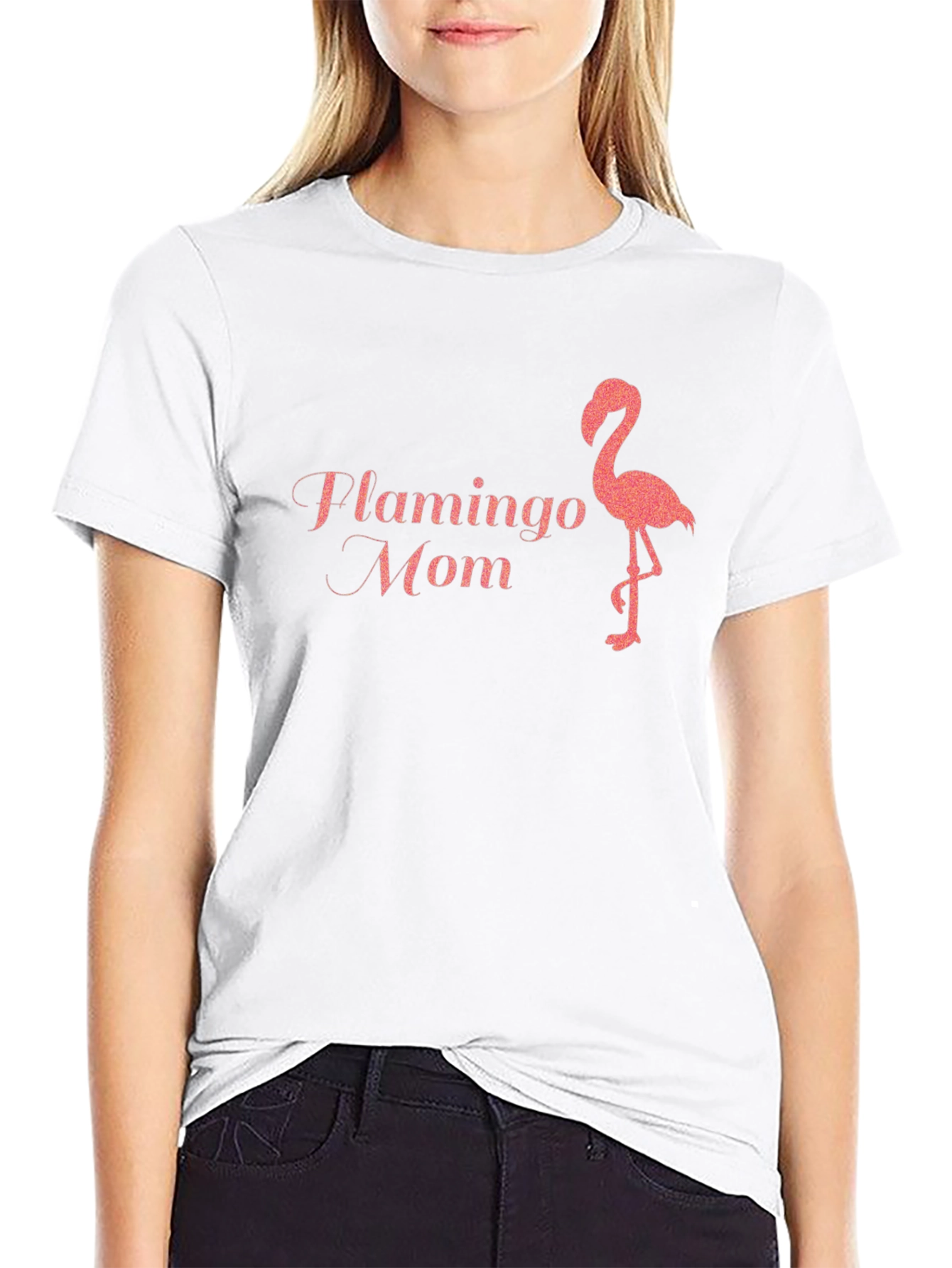Black Flamingo Mom Graphic T-Shirt view 9