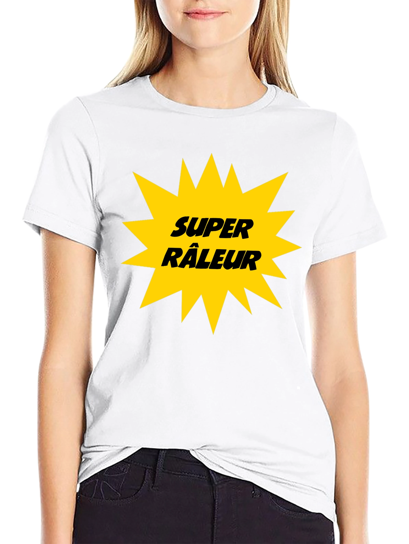 Black Super Râleur Graphic Tee - Black Cotton T-Shirt view 9