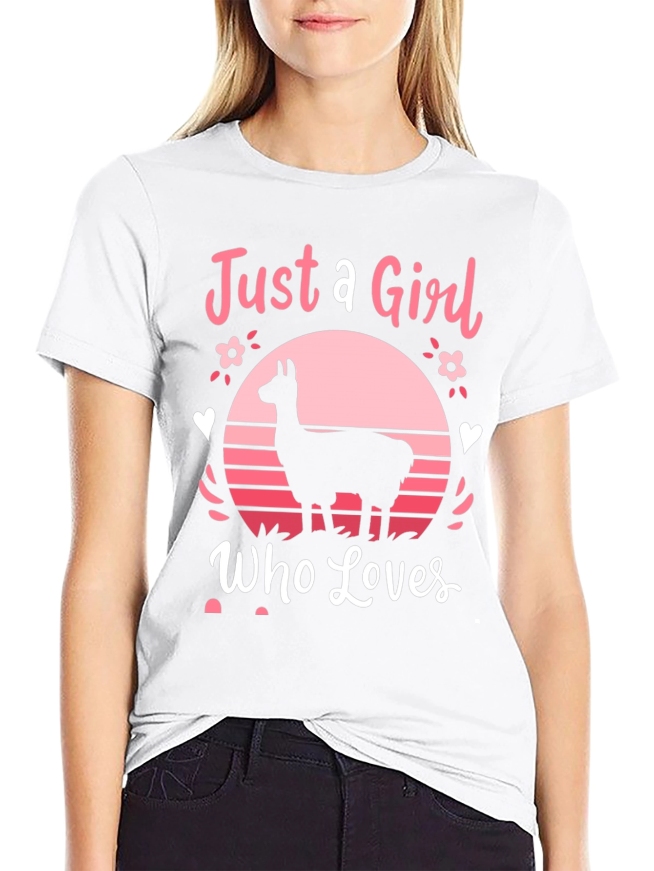 Black Just A Girl Who Loves Llamas T-Shirt view 9