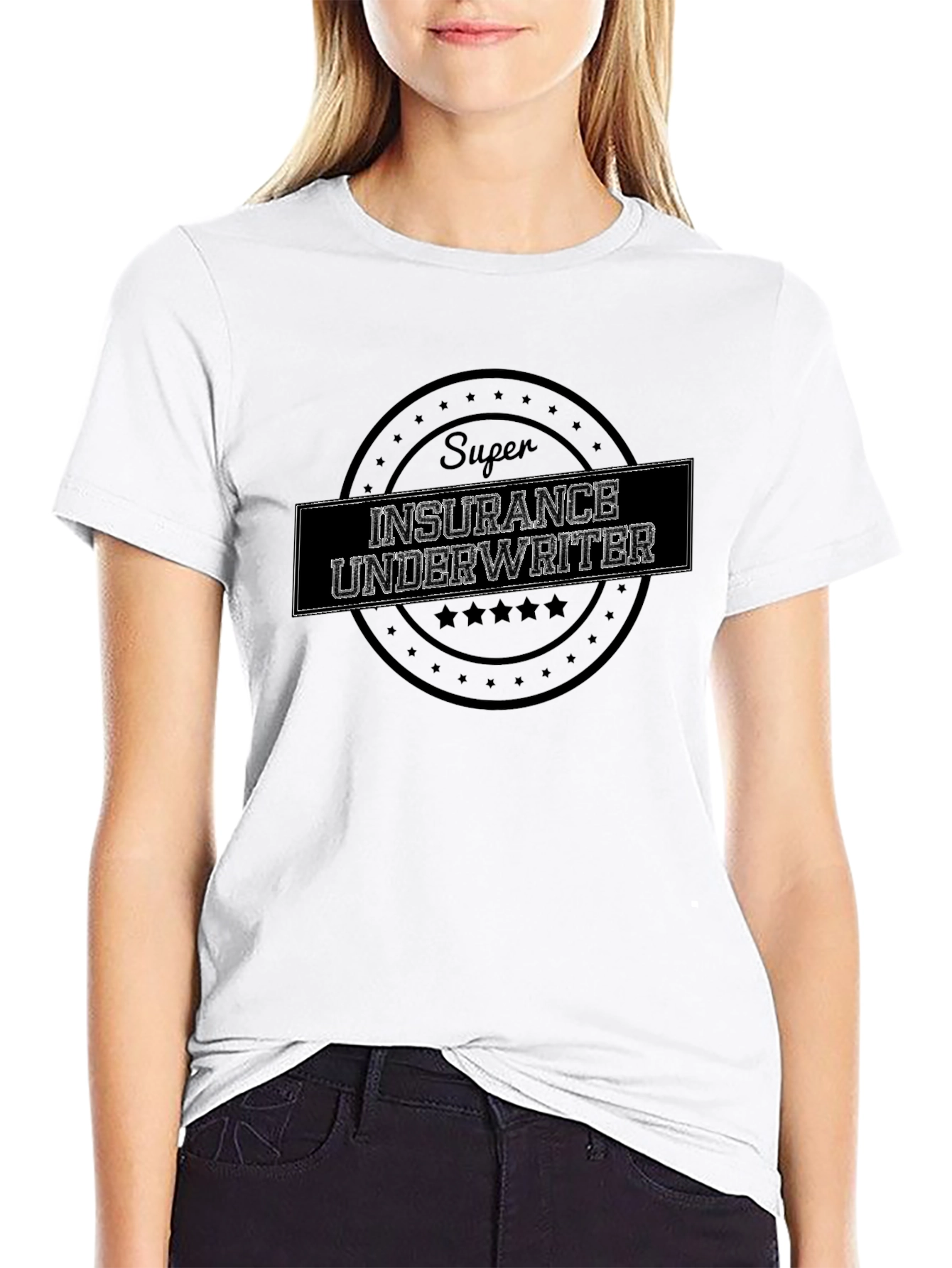 Black Super Insurance Underwriter Black T-Shirt view 9