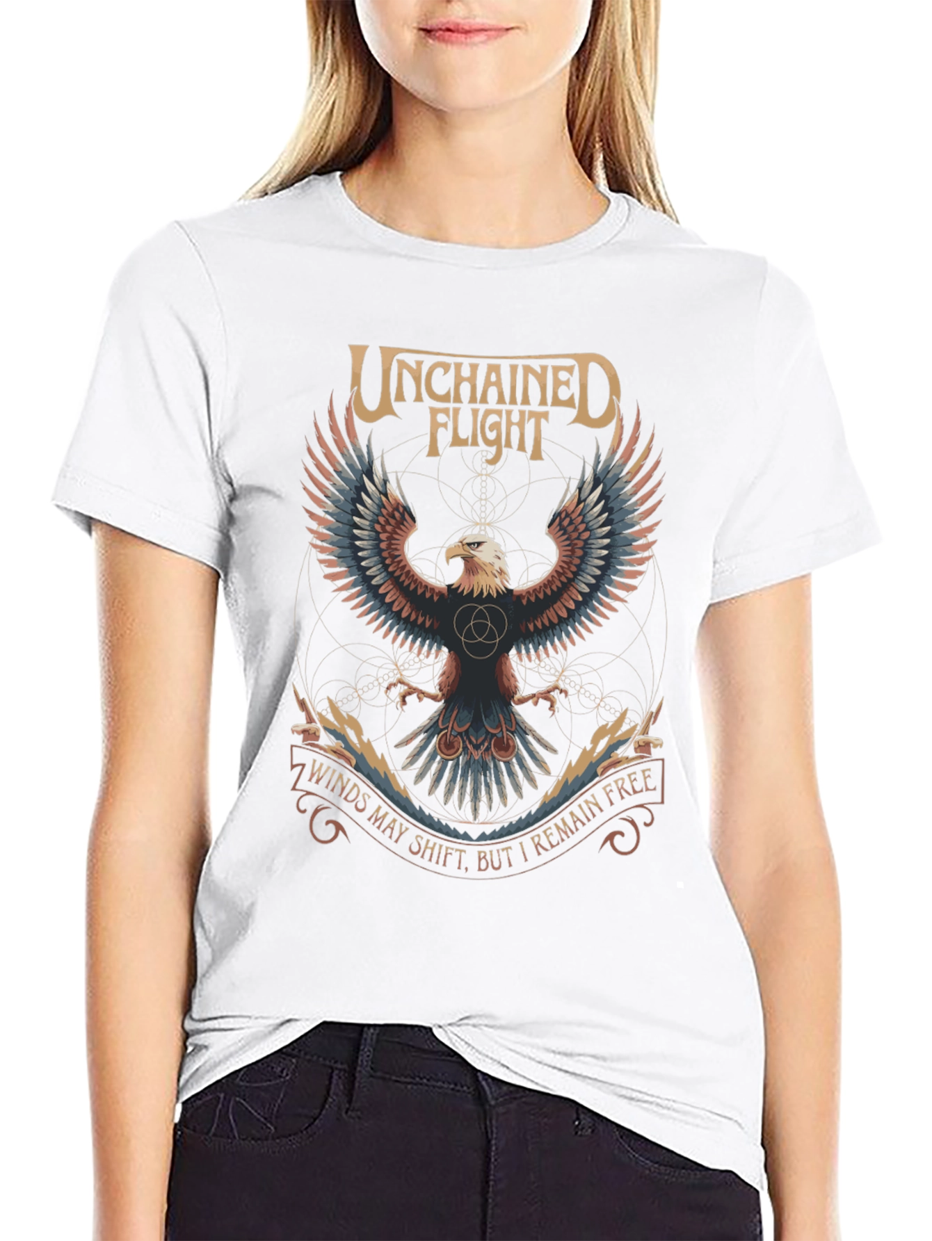 Black Unchained Flight Eagle Graphic Tee - Black view 9