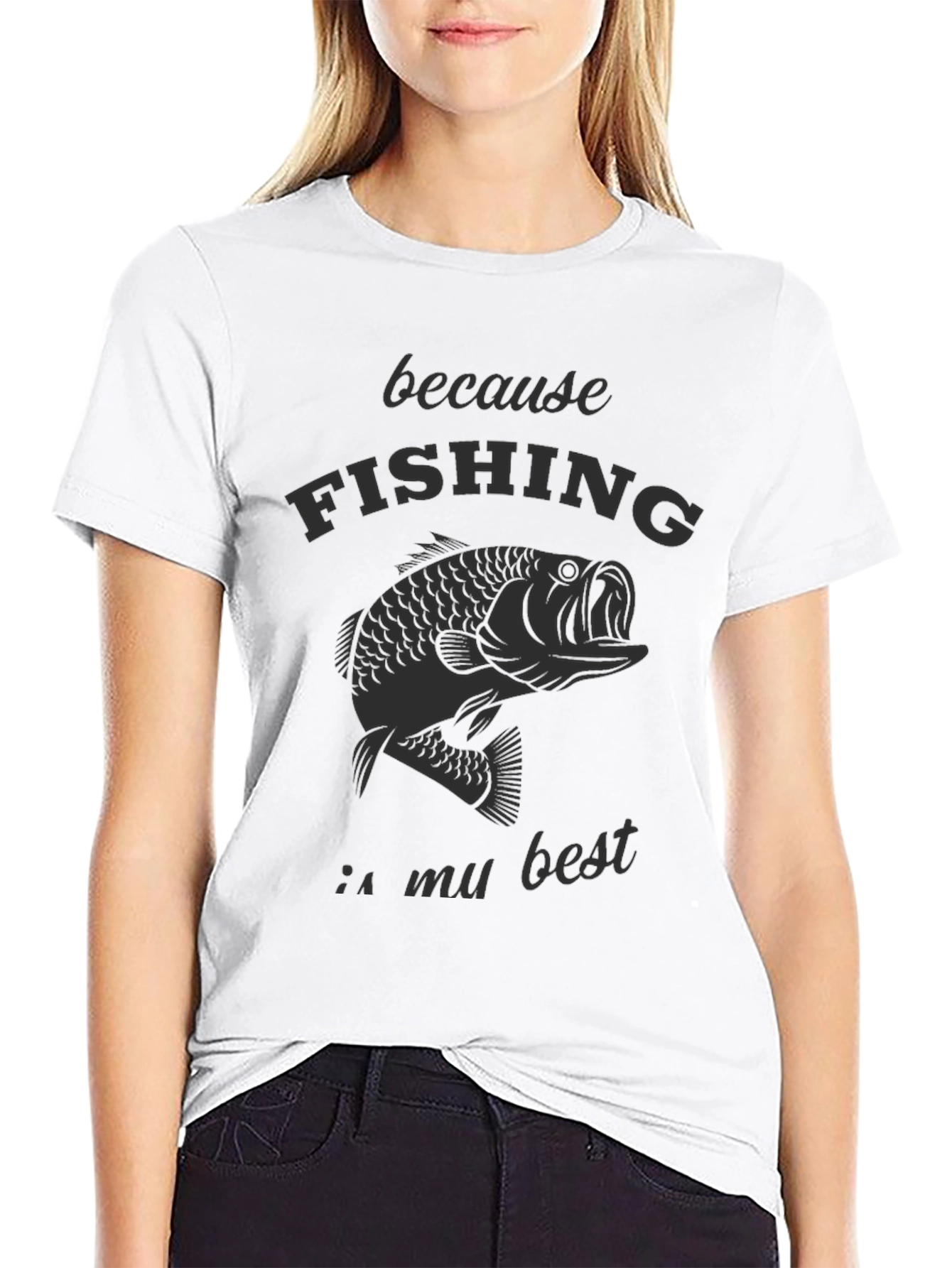 Black Fishing is My Best T-Shirt, Bass Graphic Tee, Men's Black Shirt view 9