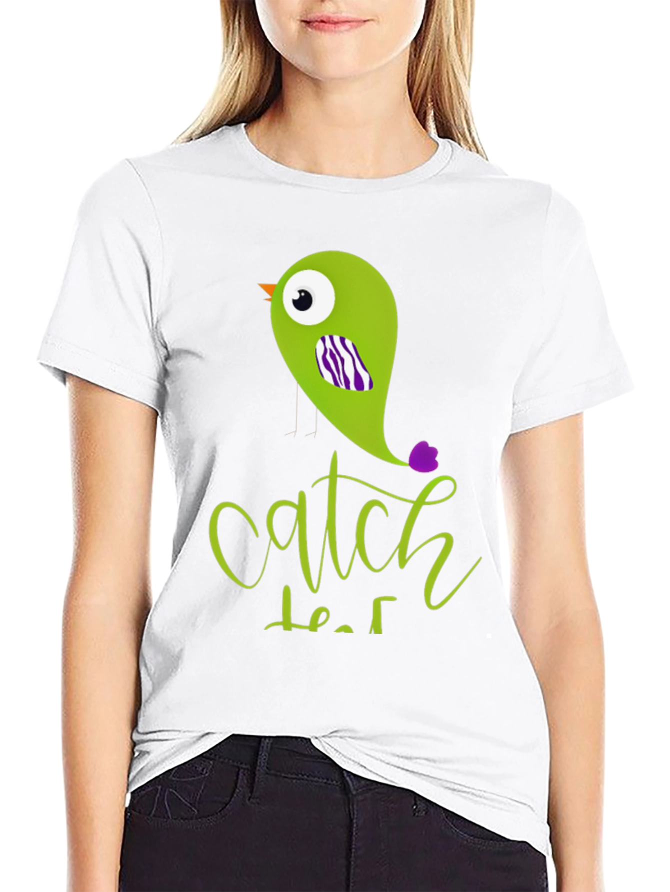 Black Catch That Bird Graphic Tee - Men's Black T-Shirt view 9