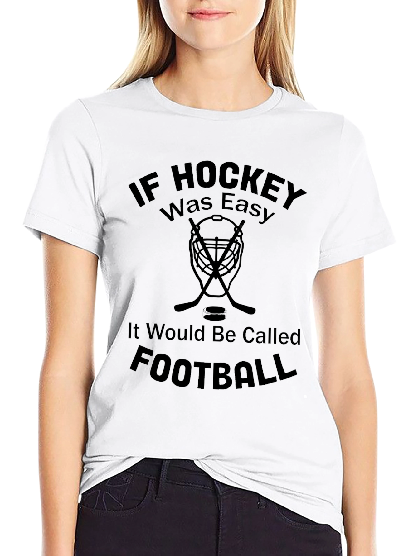 Black Hockey vs Football T-Shirt - Men's Black Graphic Tee view 9