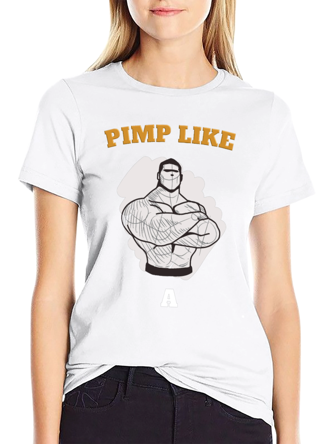 Black Pimp Like a Bodybuilder Graphic T-Shirt view 9