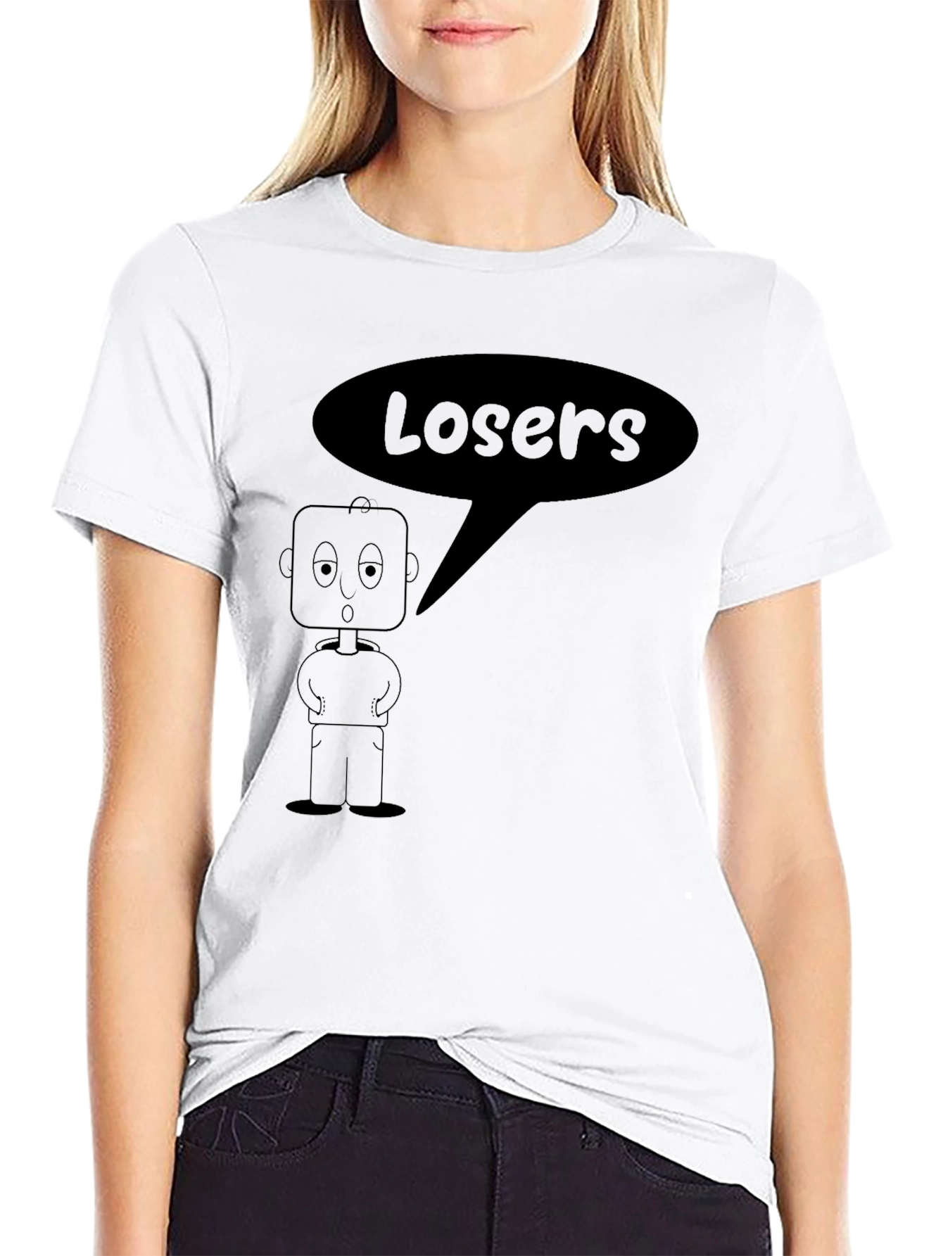 Black Losers Robot Graphic Tee - Mens Black T-Shirt view 9