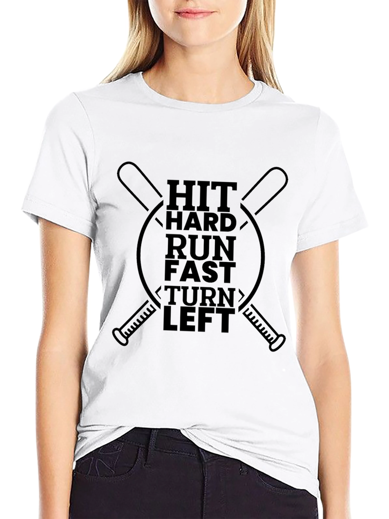 Black Baseball Hit Hard Run Fast T-Shirt view 9