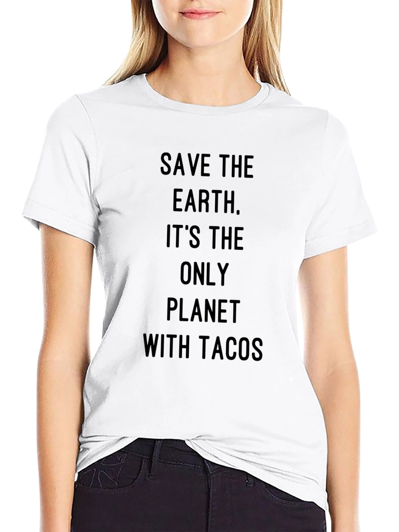 Black Save The Earth Tacos Graphic Tee - Funny Slogan T-Shirt view 9