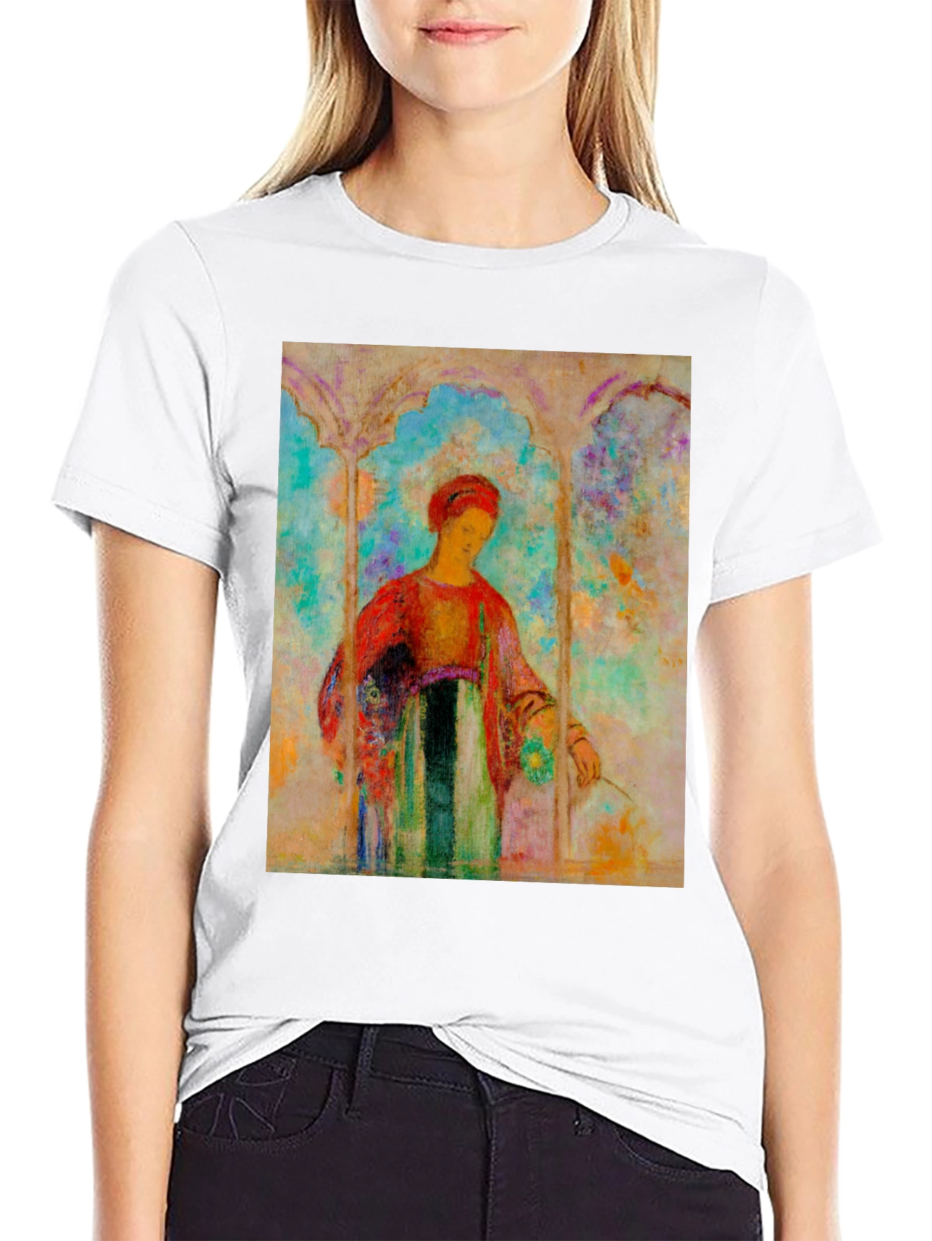 Black Artistic Woman Portrait T-Shirt - Unique Design view 9