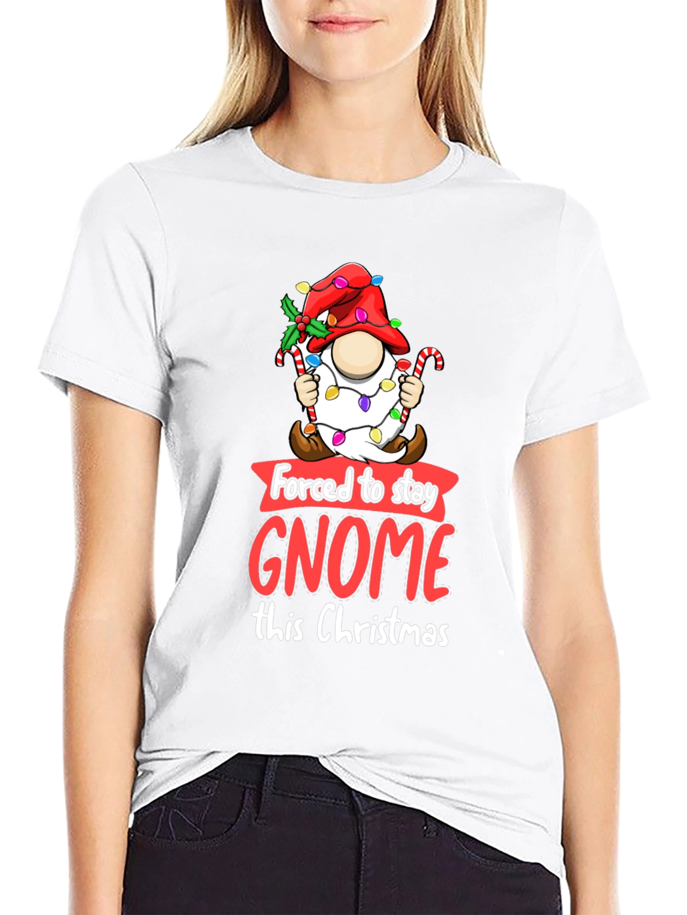 Forced to Stay Gnome This Christmas T-Shirt - 9