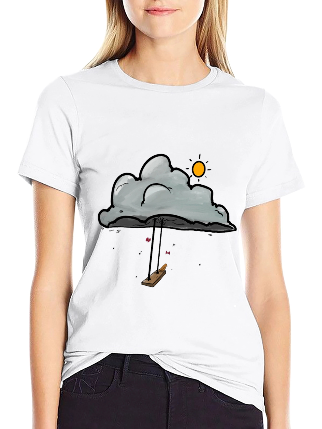 Black Cloud Swing Graphic T-Shirt - Unique Design view 9