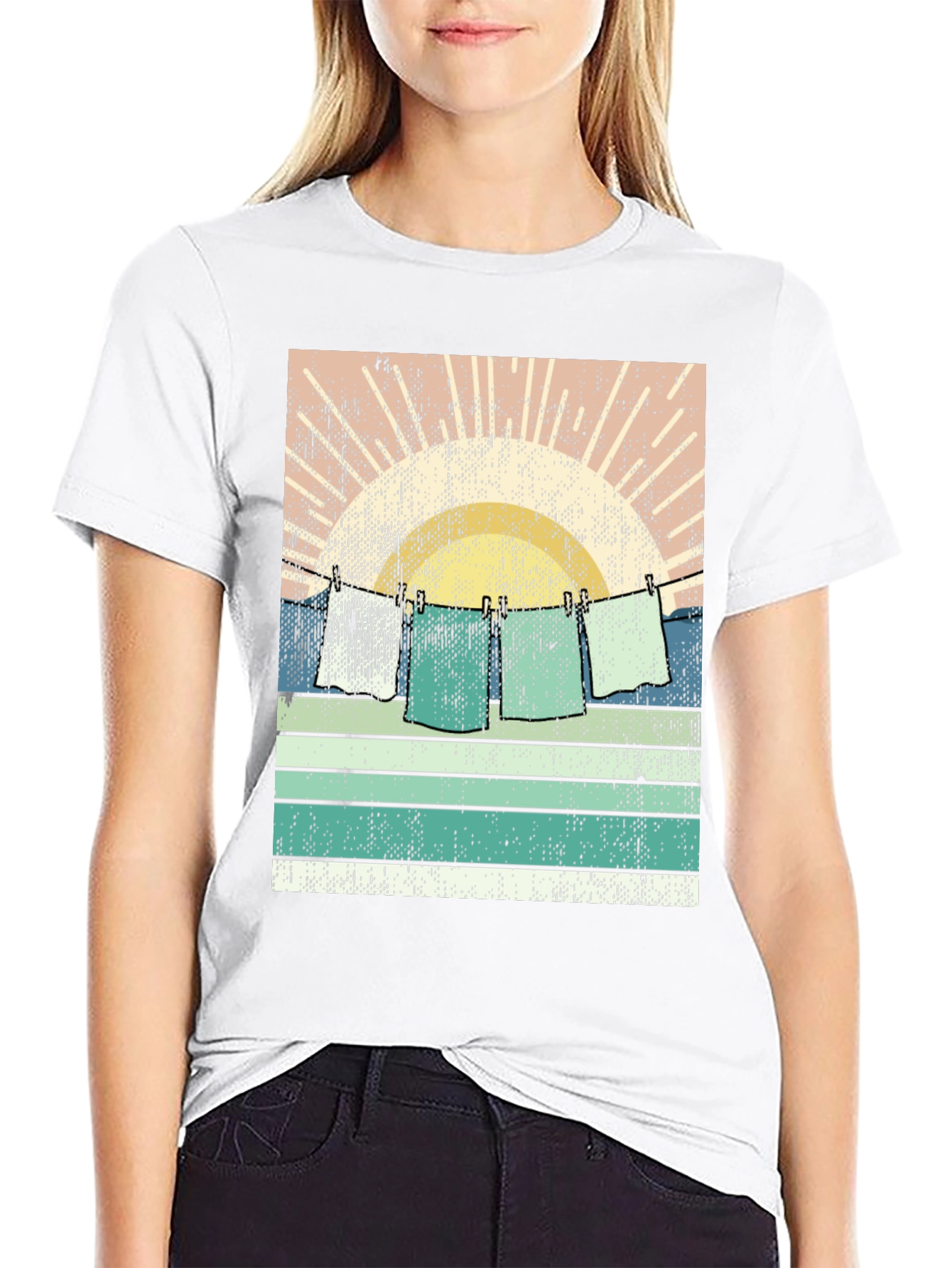 Black Retro Sunset Laundry T-Shirt view 9