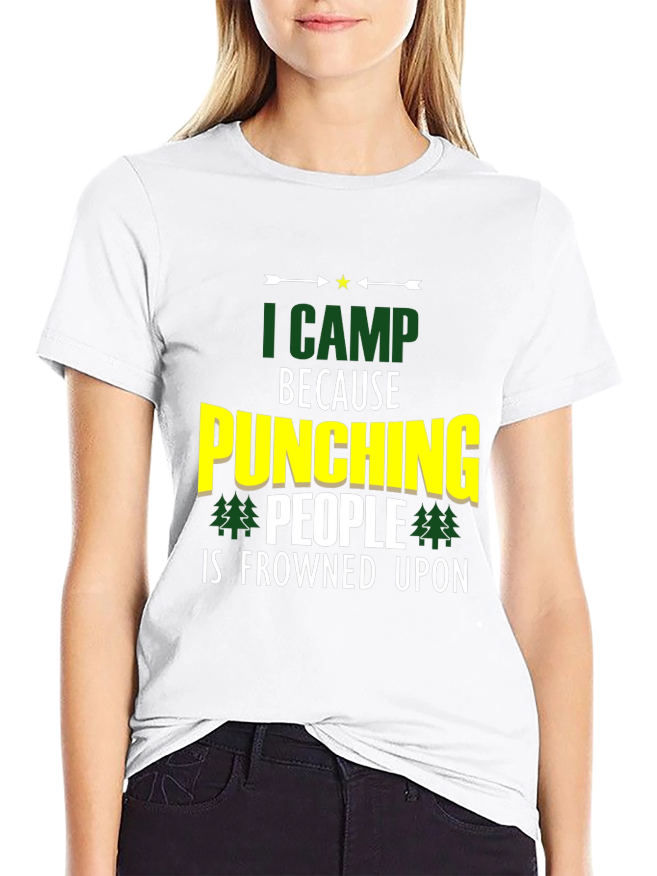 Black Funny Camping T-Shirt - "I Camp Because Punching People Is Frowned Upon" view 9