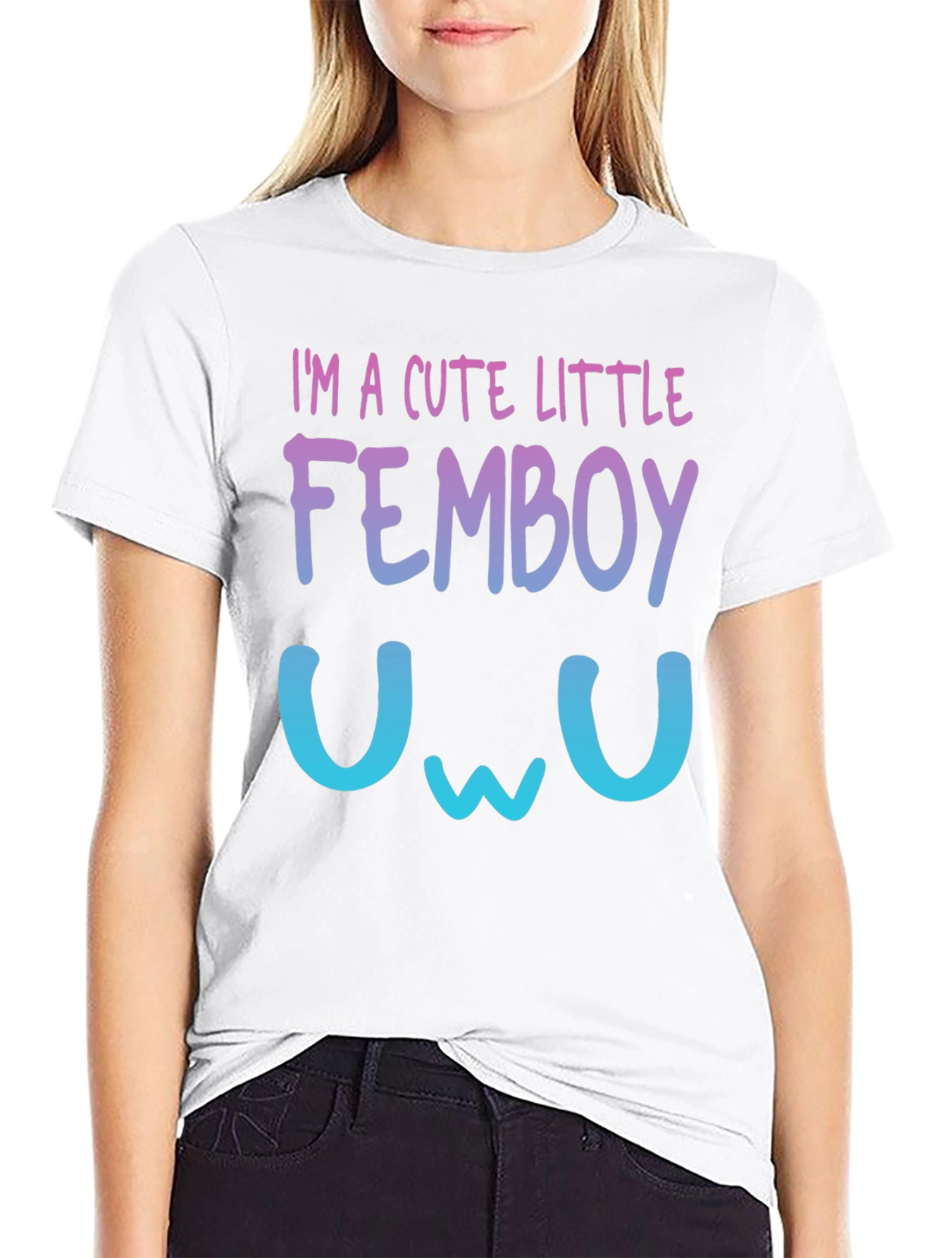 Black Cute Little Femboy T-Shirt - Gradient Design view 9