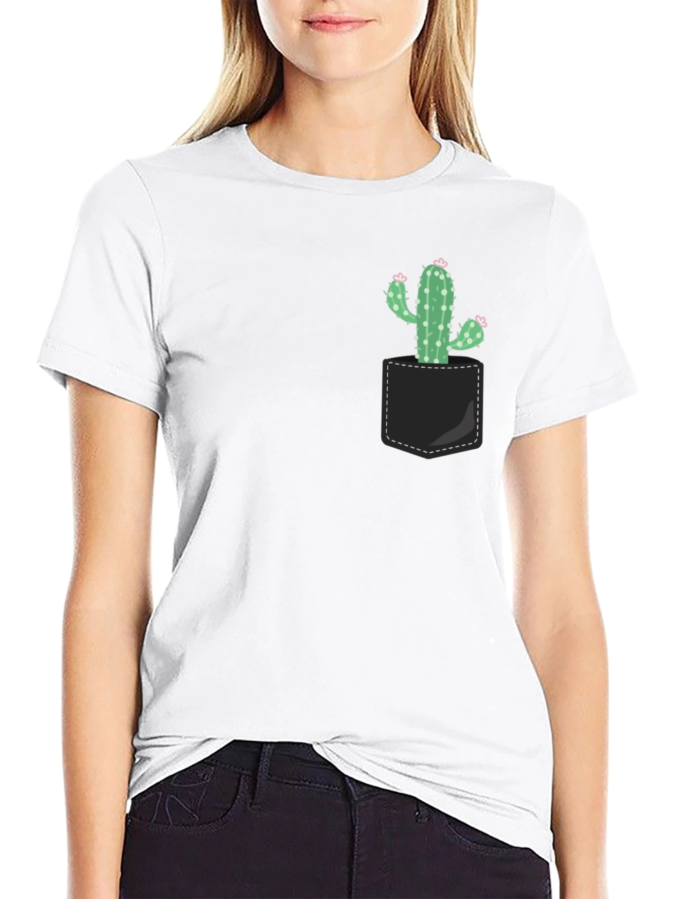 Black Cactus Pocket T-Shirt - Trendy Graphic Tee view 9