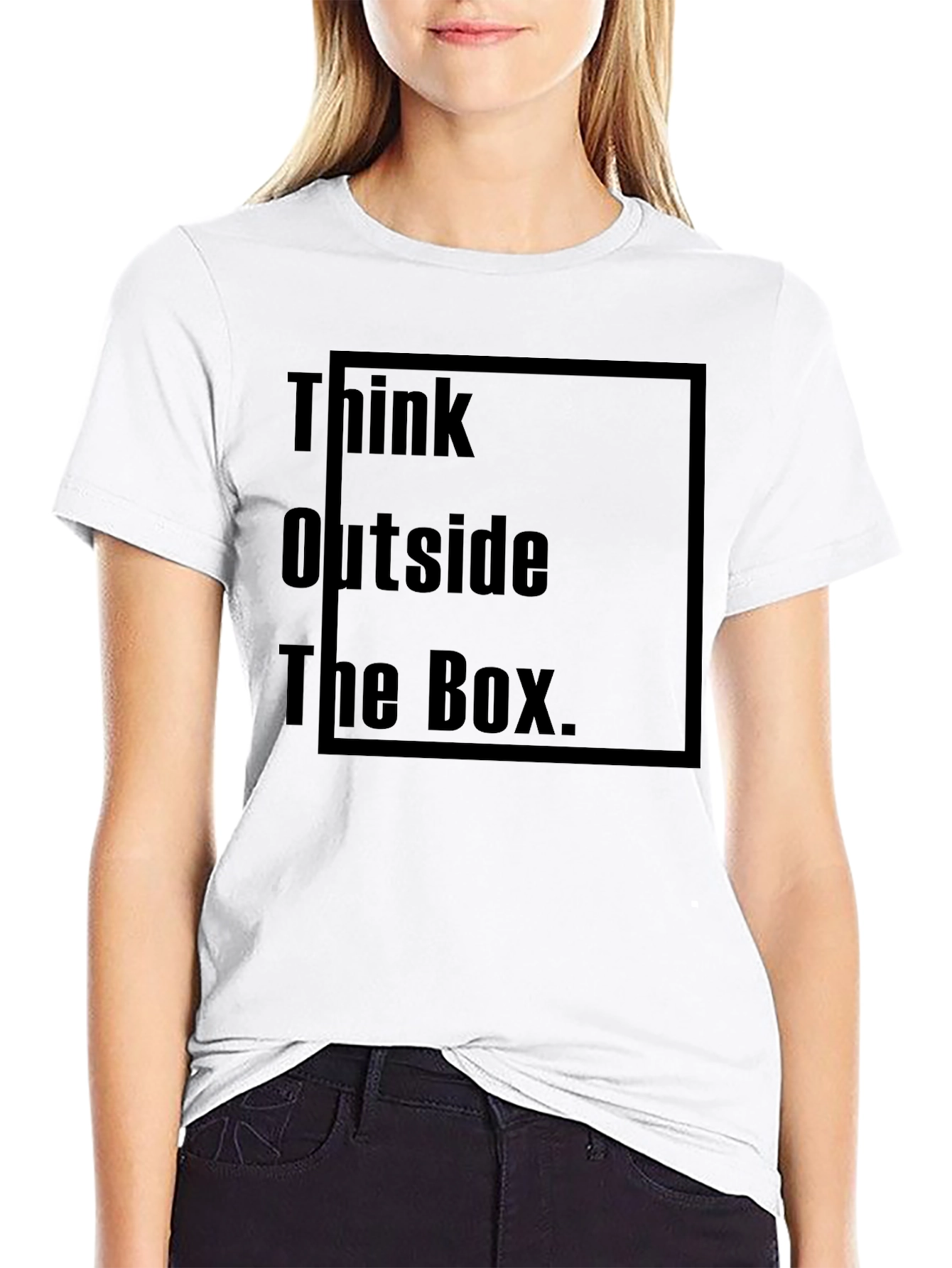 Black Think Outside the Box Black Graphic Tee view 9