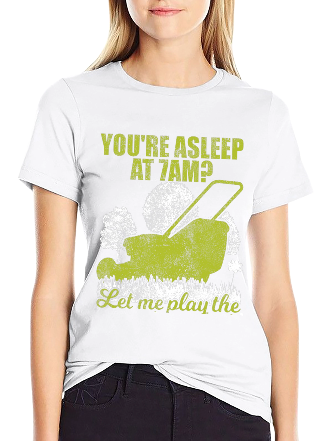 Black Funny Lawn Mower T-Shirt - You're Asleep at 7 AM view 9