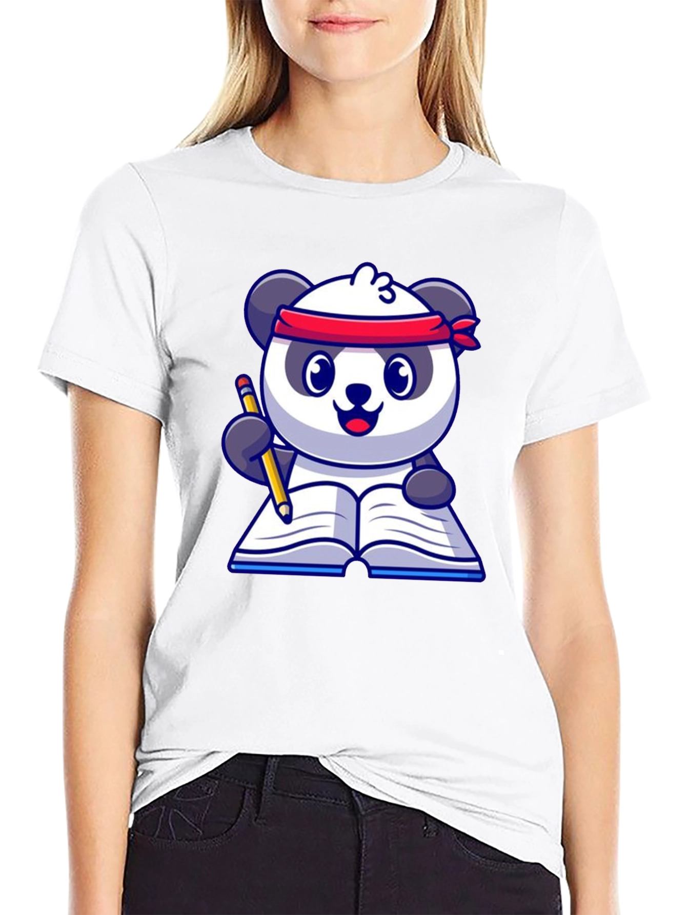 Black Panda Reader T-Shirt - Study Buddy view 9