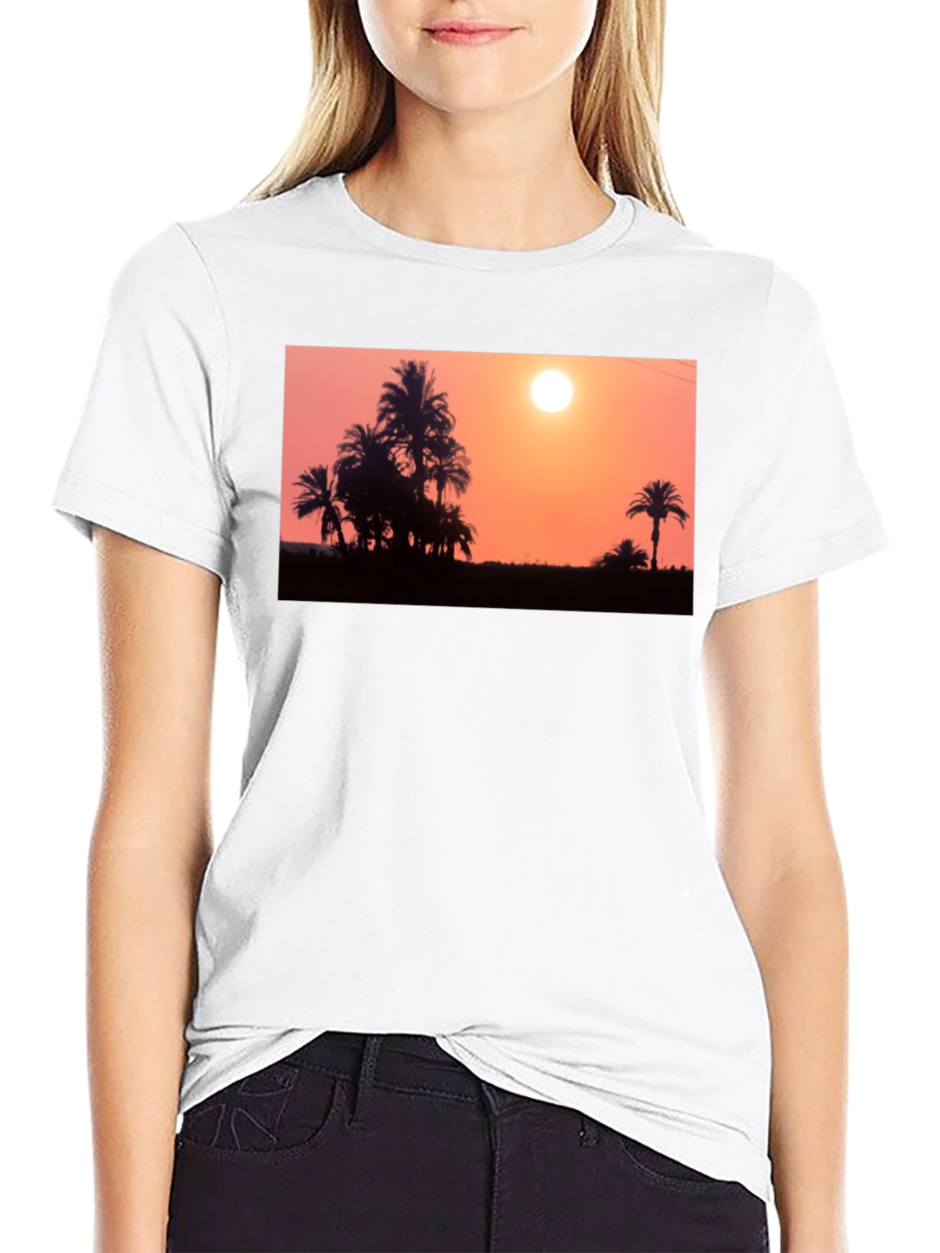Black Sunset Palm Tree T-Shirt - Black view 9