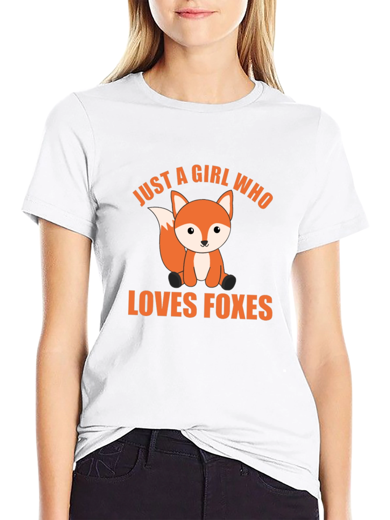 Black Cute Fox Lover T-Shirt - Just A Girl Who Loves Foxes view 9