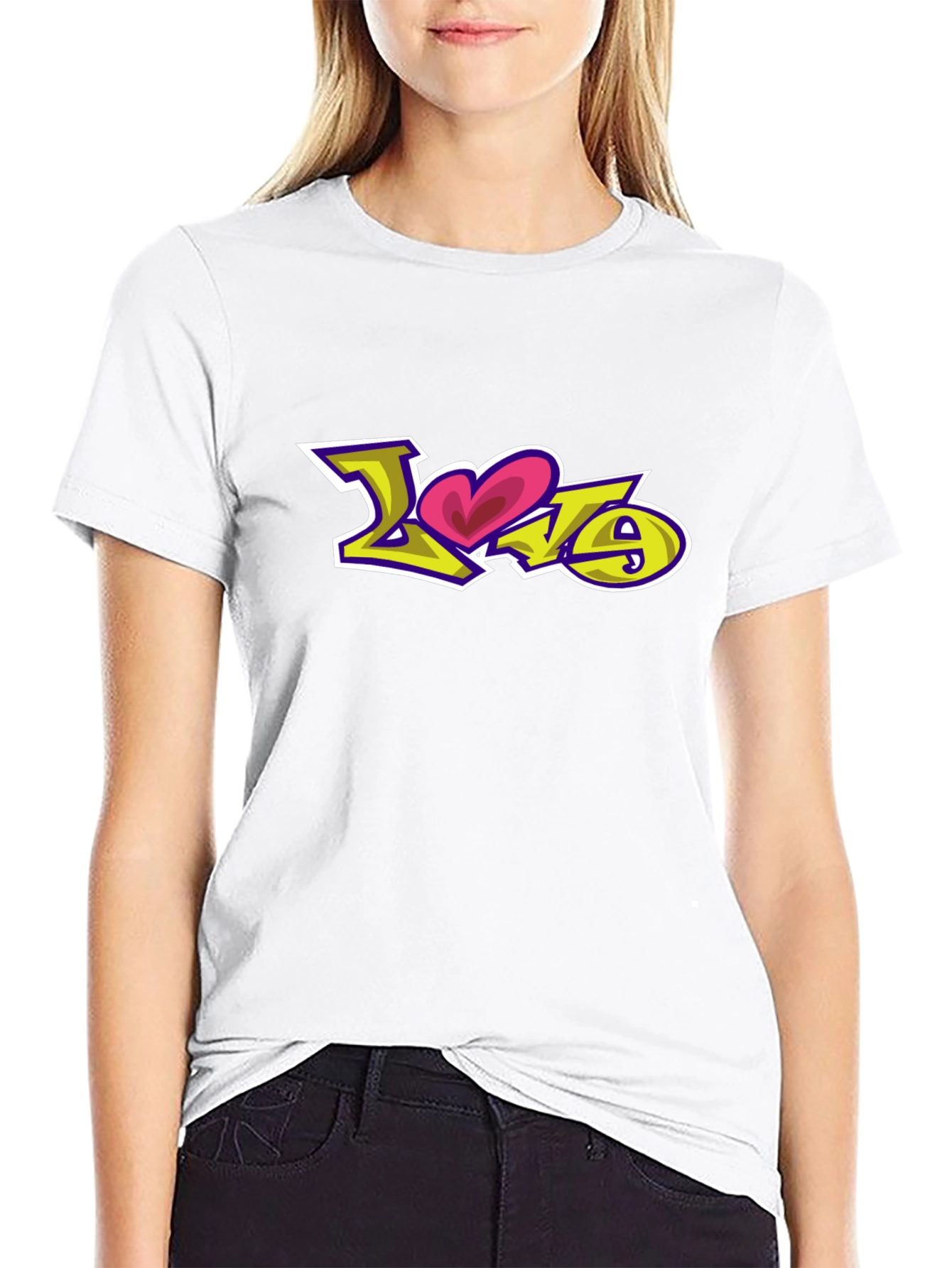 Black Love Graffiti Graphic Black T-Shirt view 9