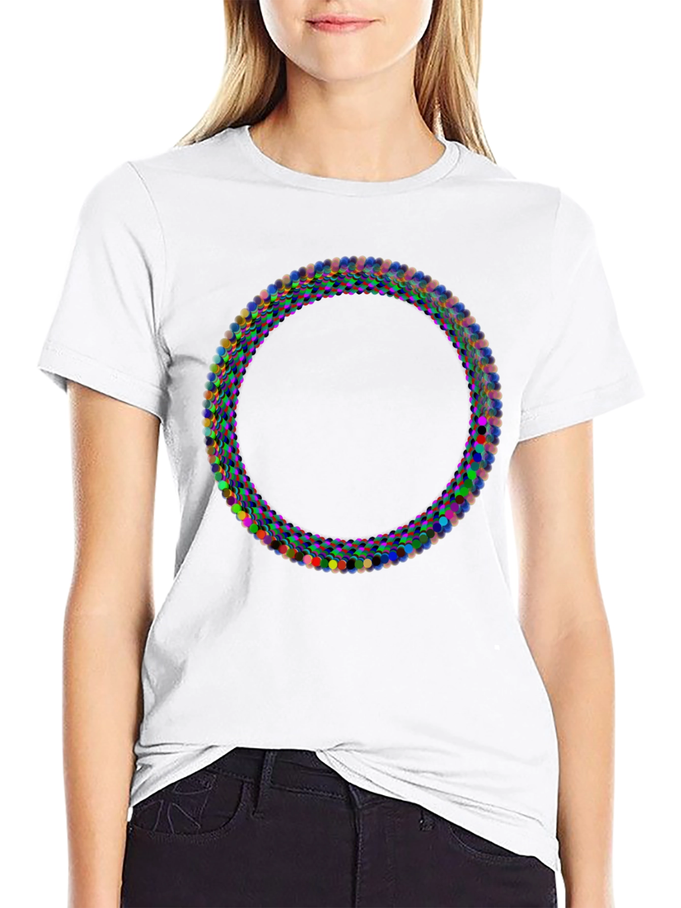 Black Abstract Circle Graphic Black T-Shirt view 9