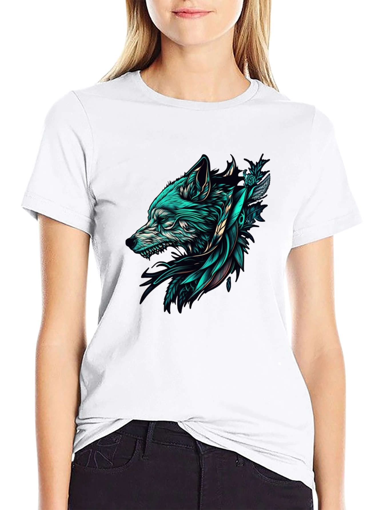 Black Wolf Graphic Tee - Stylish Black T-Shirt view 9