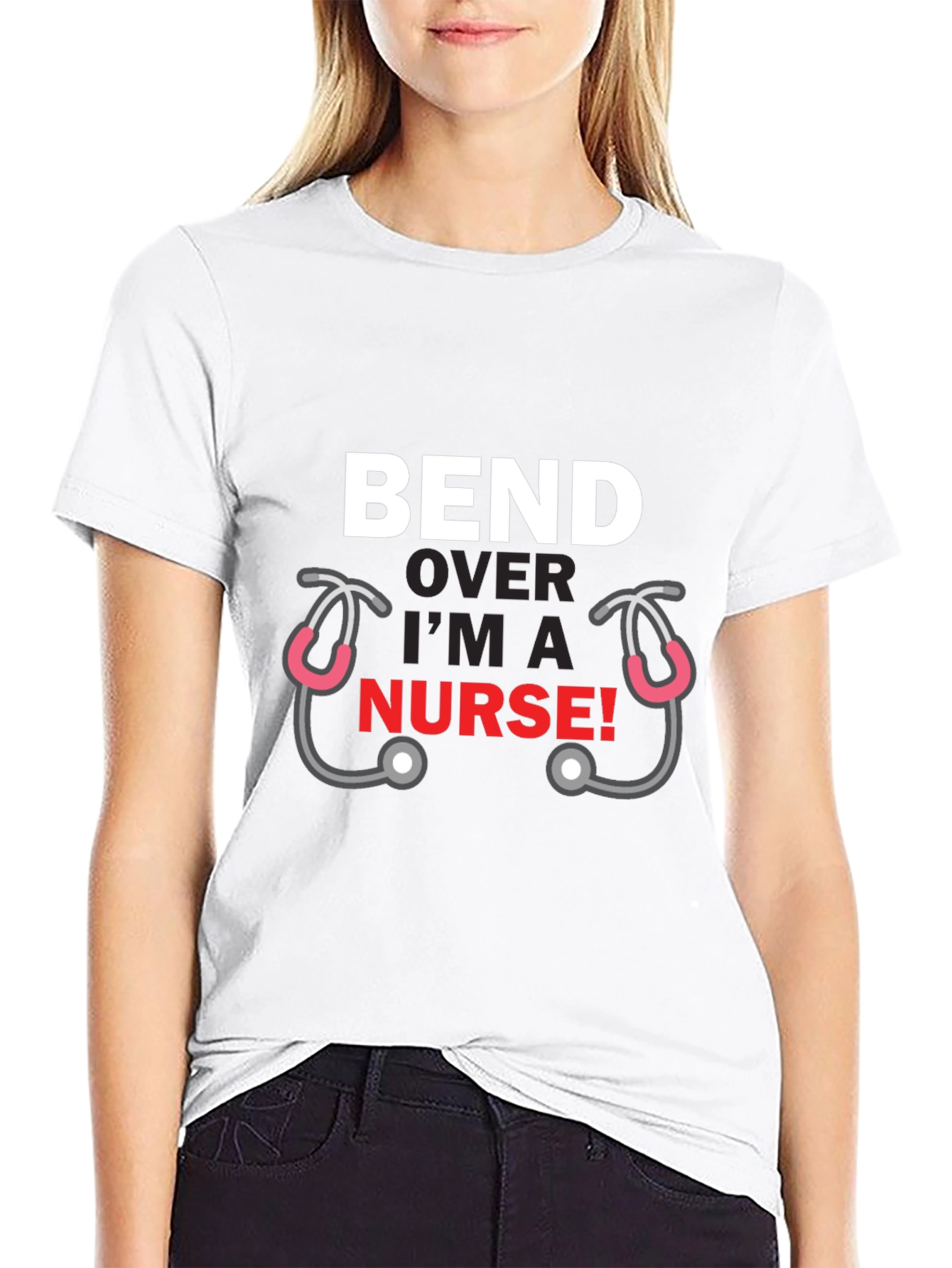 Black Bend Over I'm A Nurse T-Shirt Funny Graphic Tee view 9