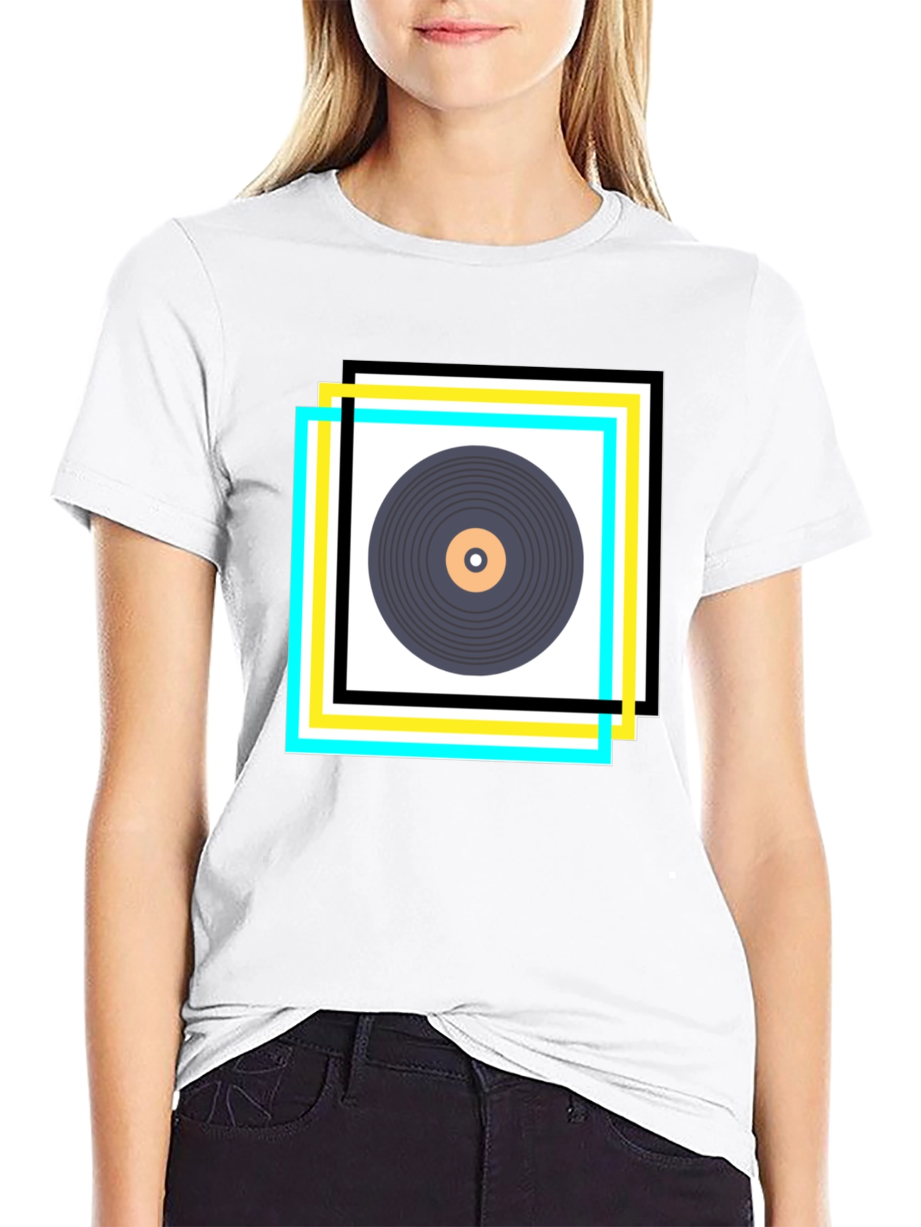 Black Retro Vinyl Record Graphic Tee view 9