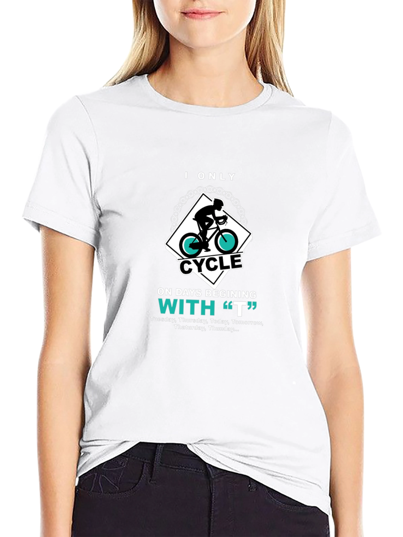 Black Funny Cycling T-Shirt - "I Only Cycle On 'T' Days" view 9