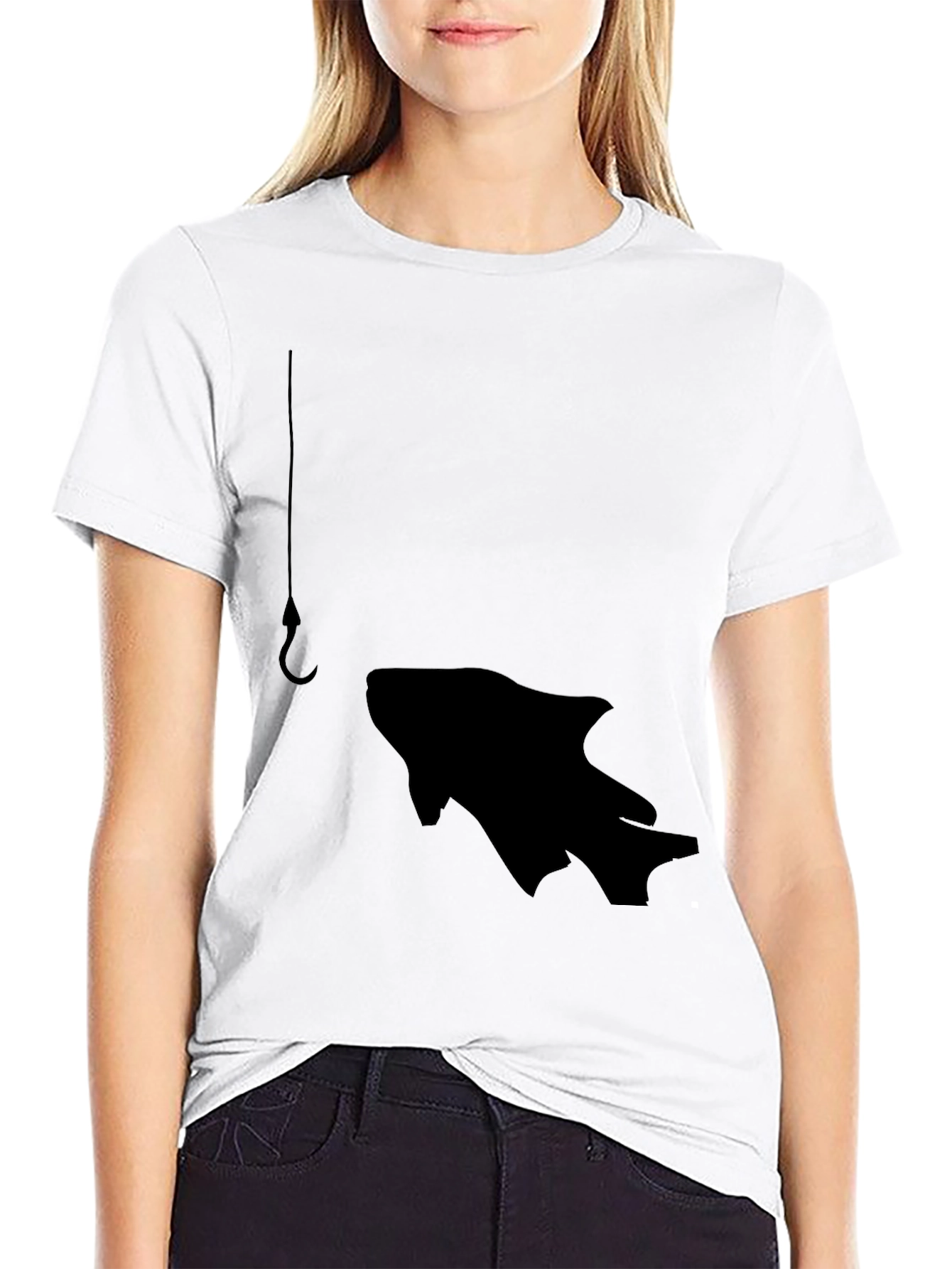 Black Fishing Hook Fish Graphic Tee - Black view 9