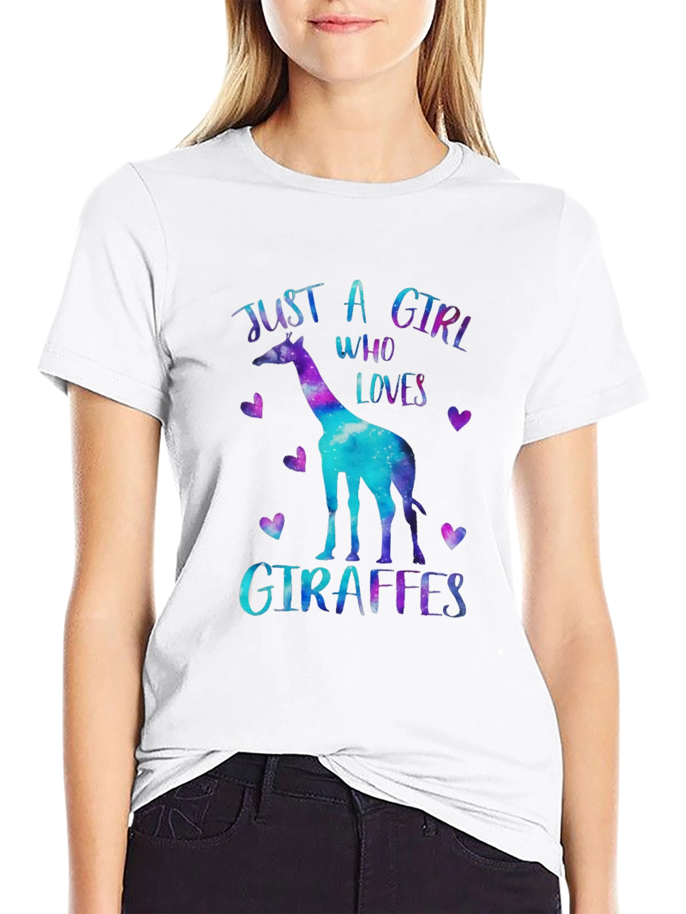 Black Just A Girl Who Loves Giraffes T-Shirt view 9
