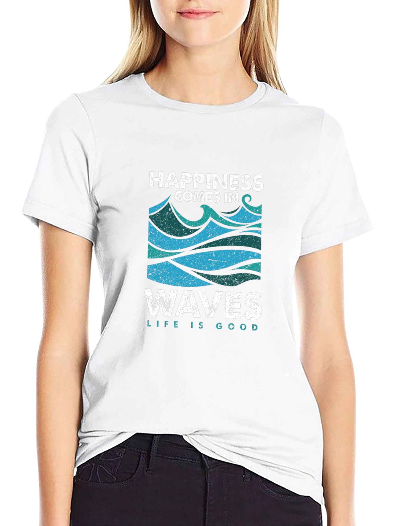 Black Happiness Comes in Waves T-Shirt - Life is Good view 9