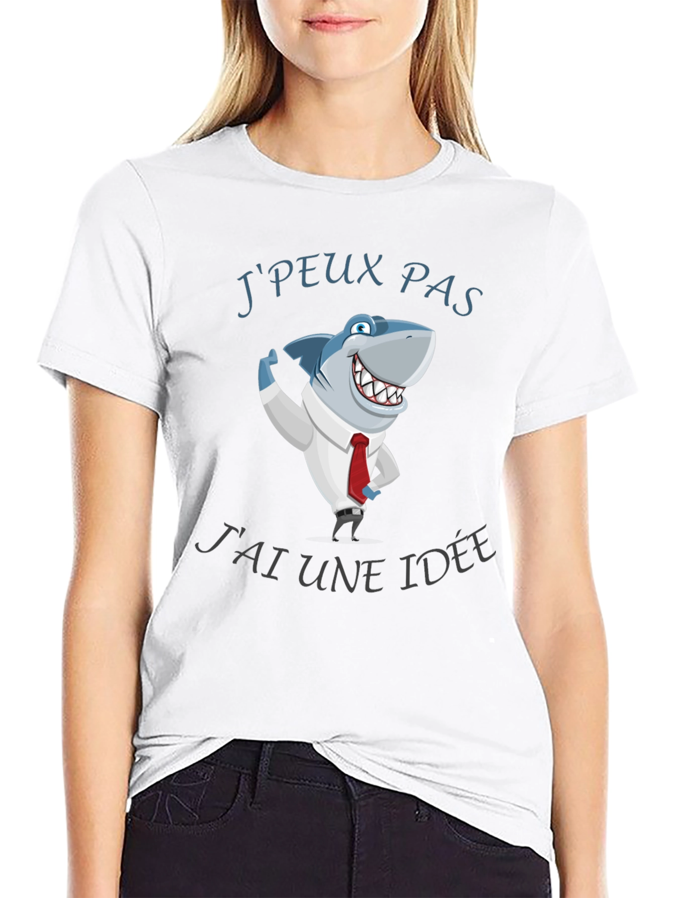 Black Funny Shark Idea T-Shirt view 9