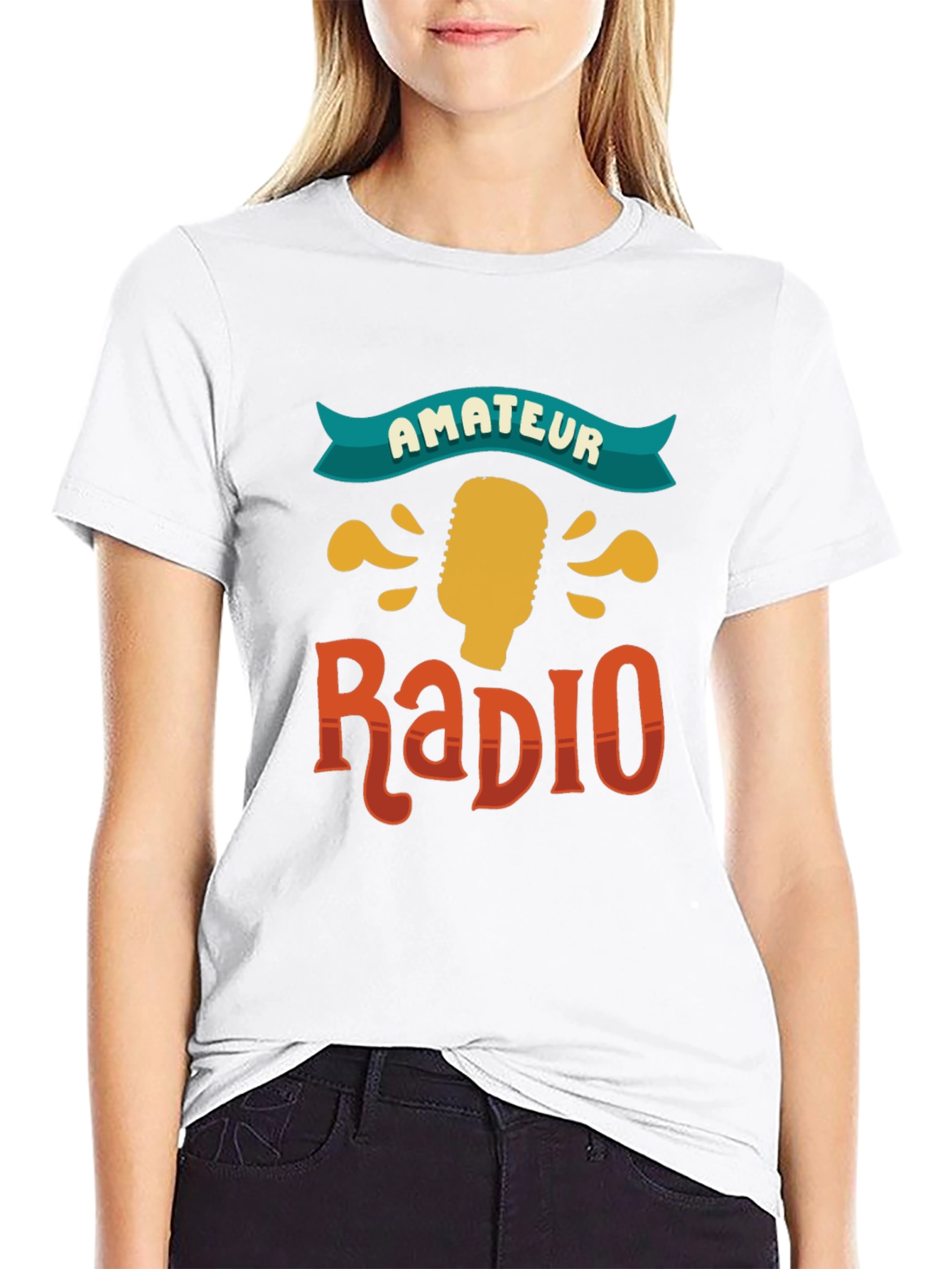 Black Amateur Radio Graphic Tee - Black Cotton T-Shirt view 9