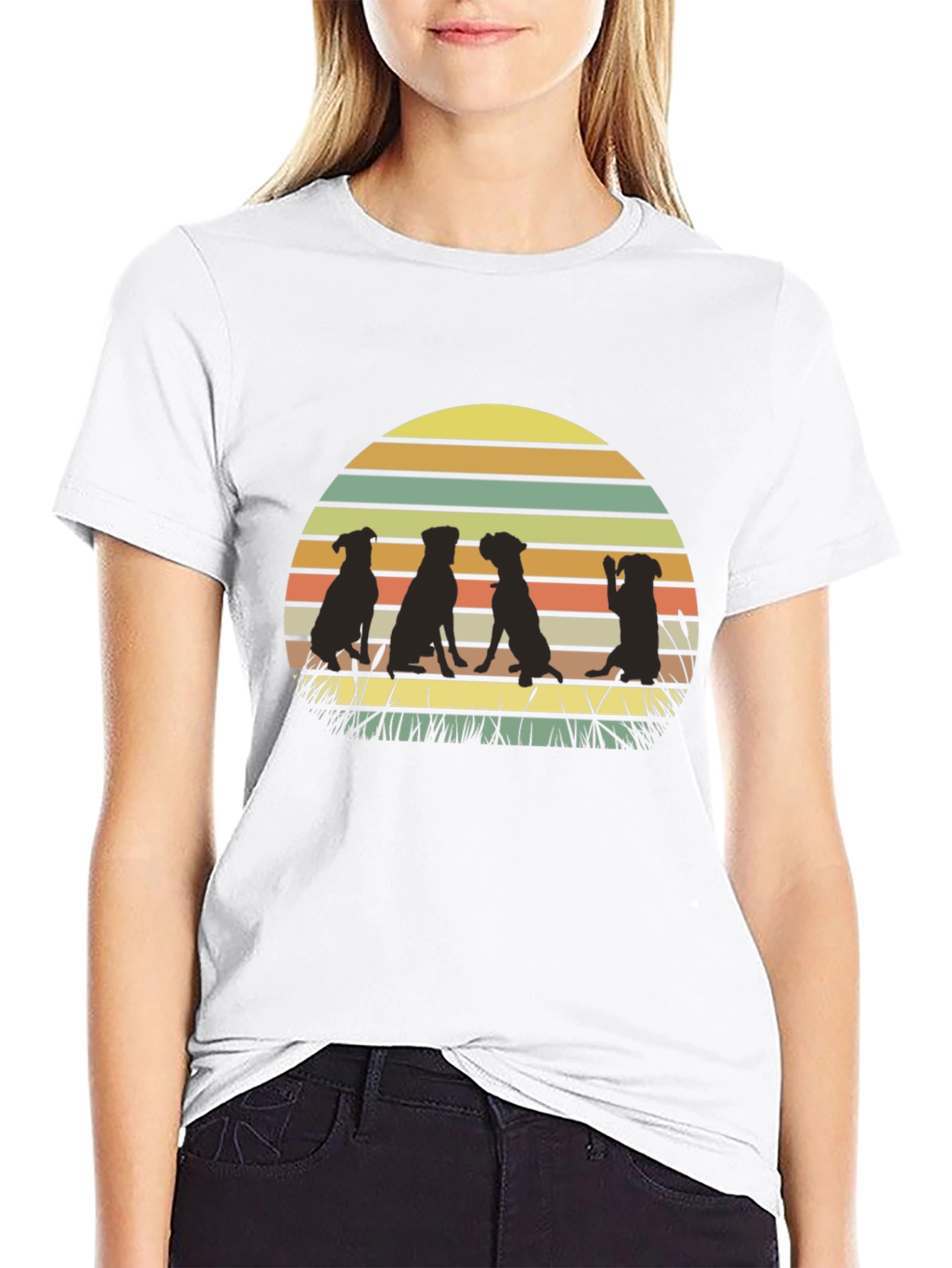 Black Dog Silhouette Sunset T-Shirt view 9