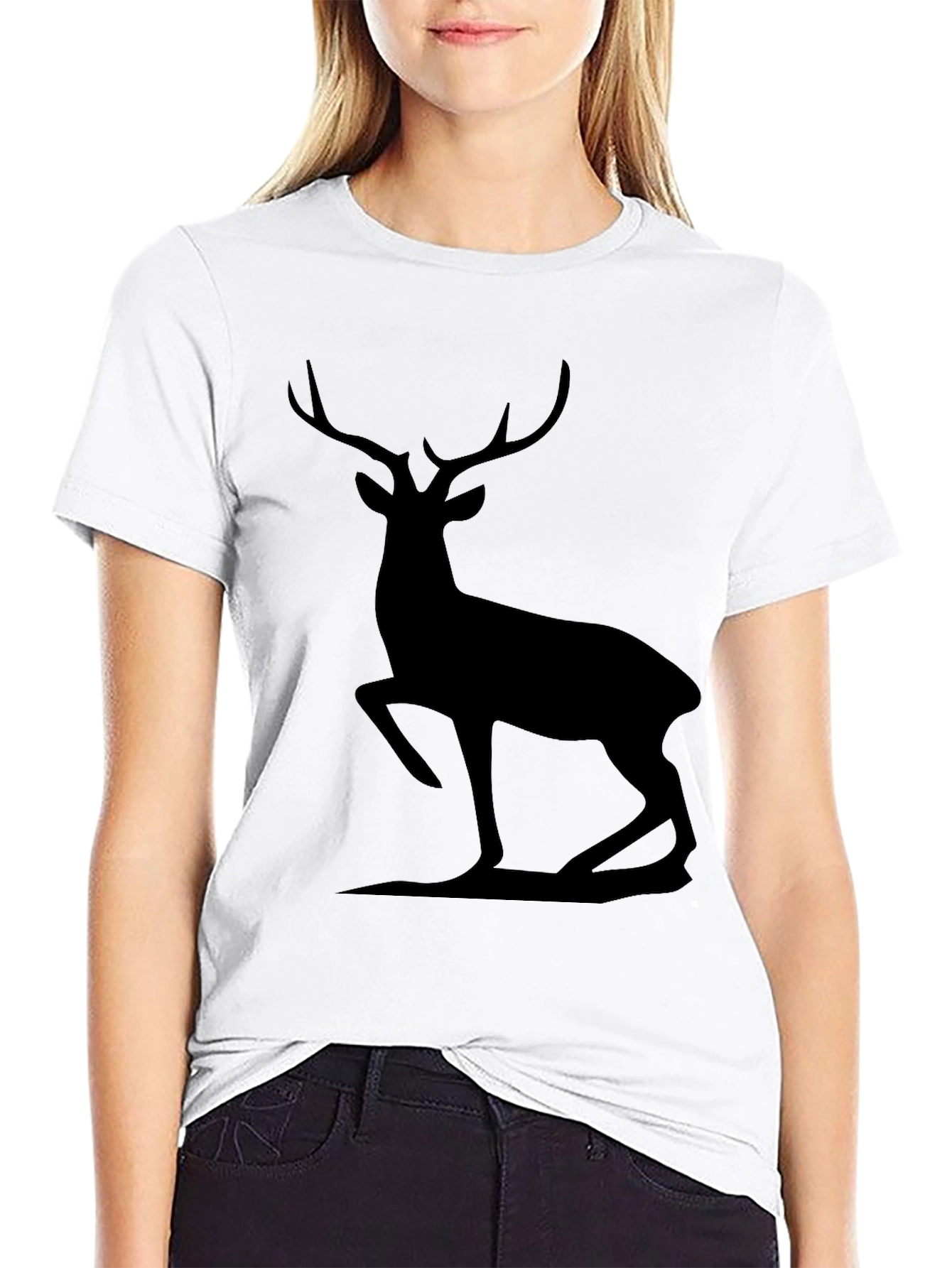 Black Men's Black Deer Silhouette Graphic Tee view 9