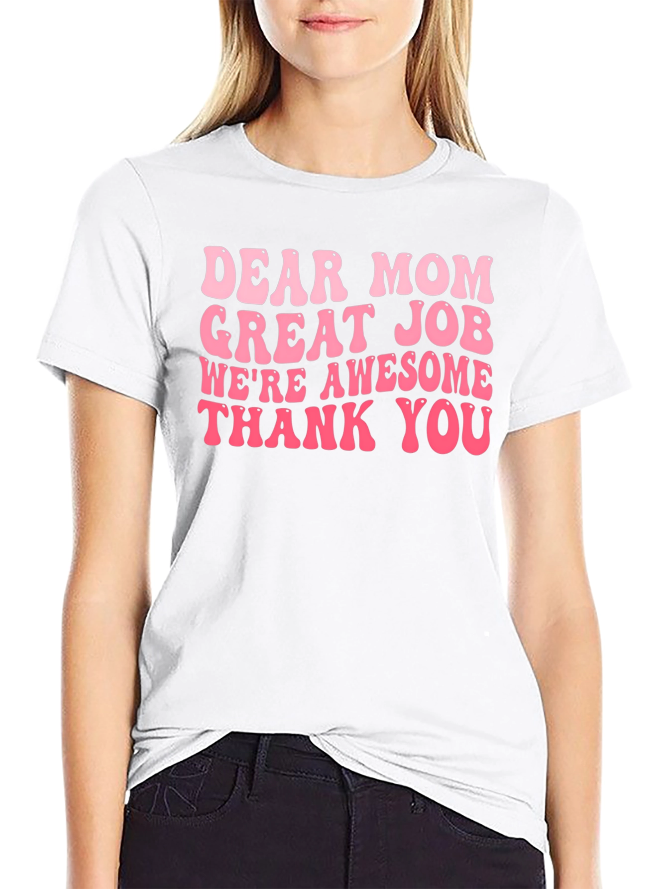 Black Dear Mom Graphic Tee - Black Cotton T-Shirt view 9