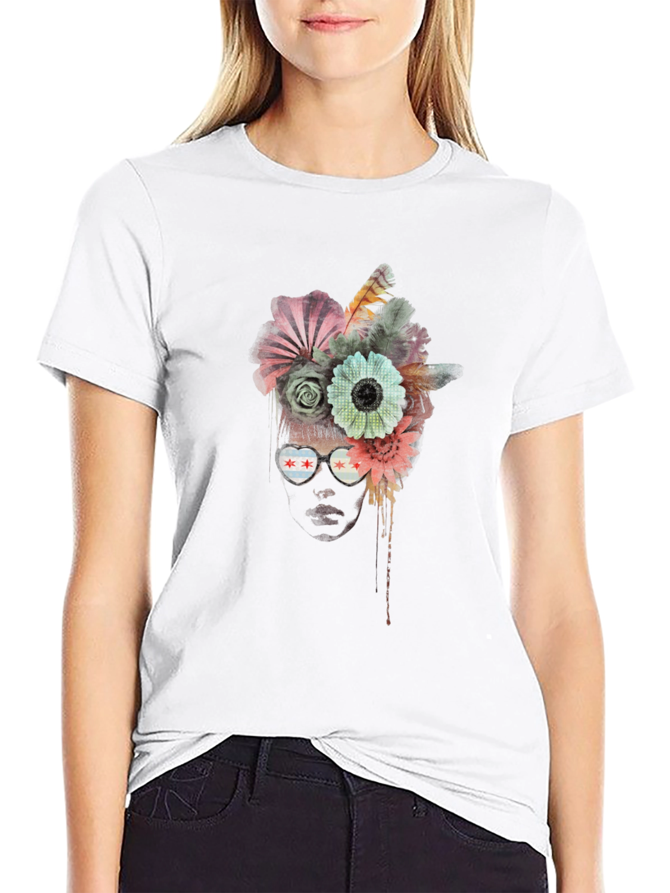 Black Floral Head Chicago T-Shirt view 9