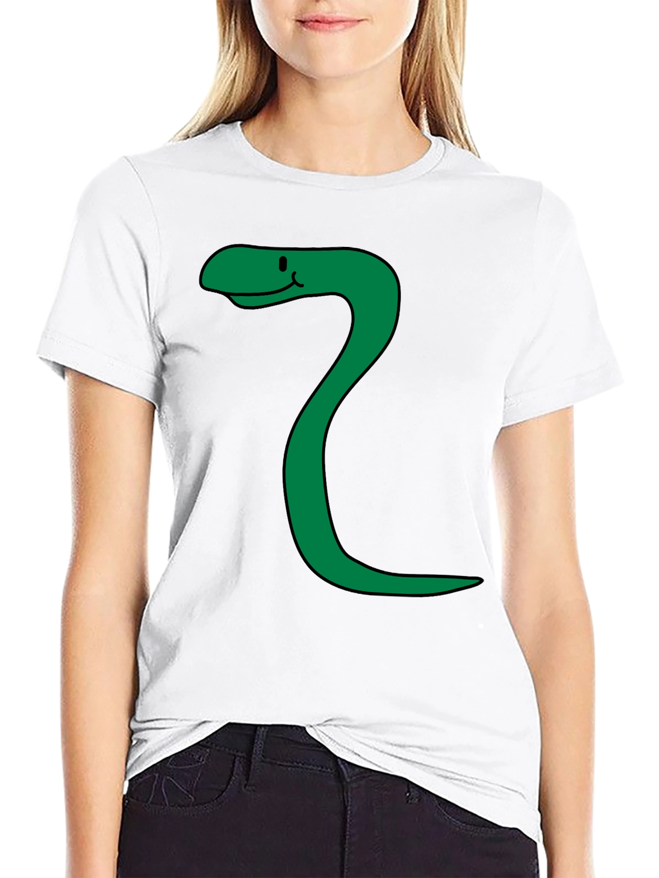 Black Funny Snake Cartoon Black T-Shirt view 9