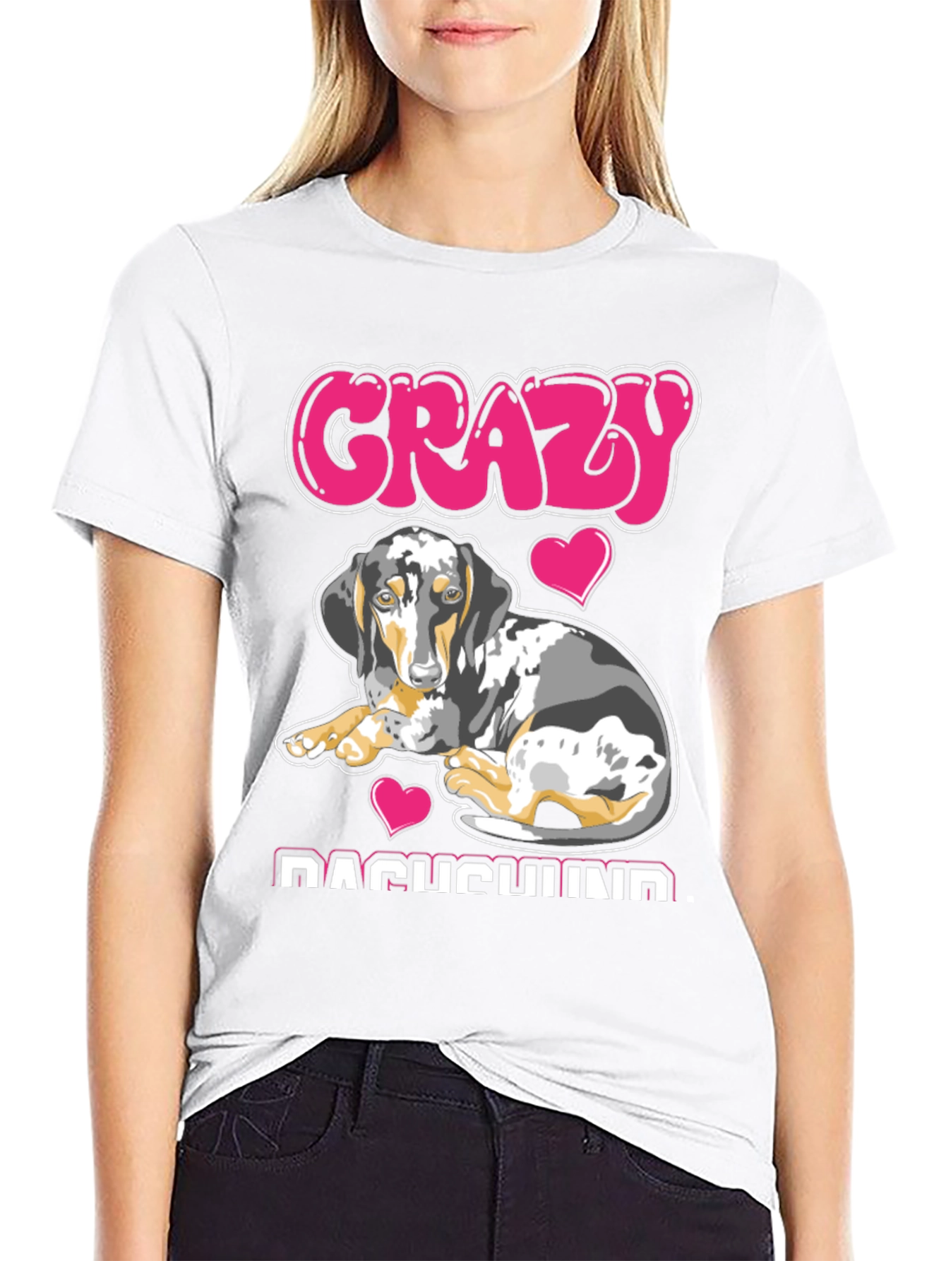 Black Crazy Dachshund T-Shirt - Dog Lover Tee view 9