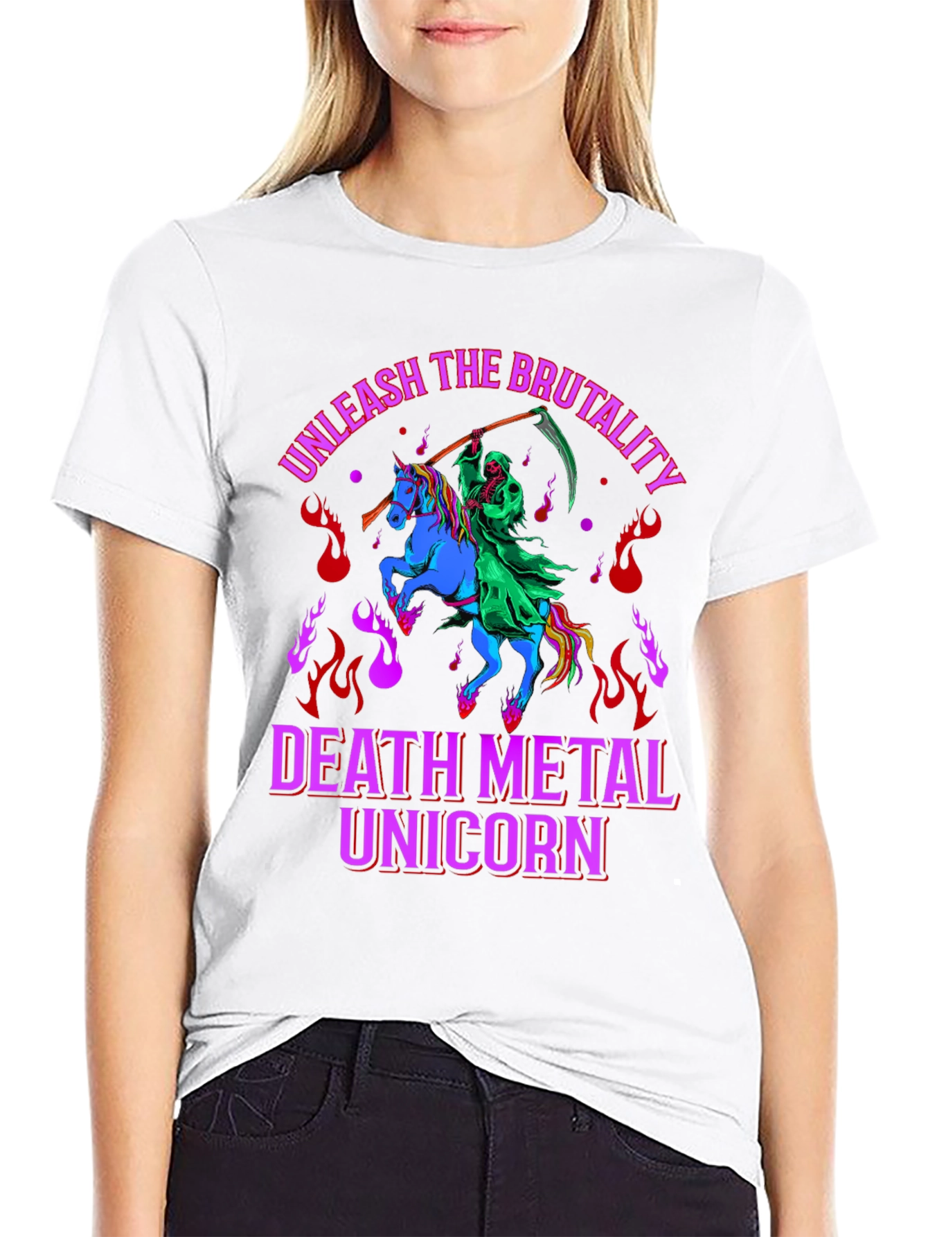 Black Death Metal Unicorn T-Shirt - Unleash the Brutality! view 9
