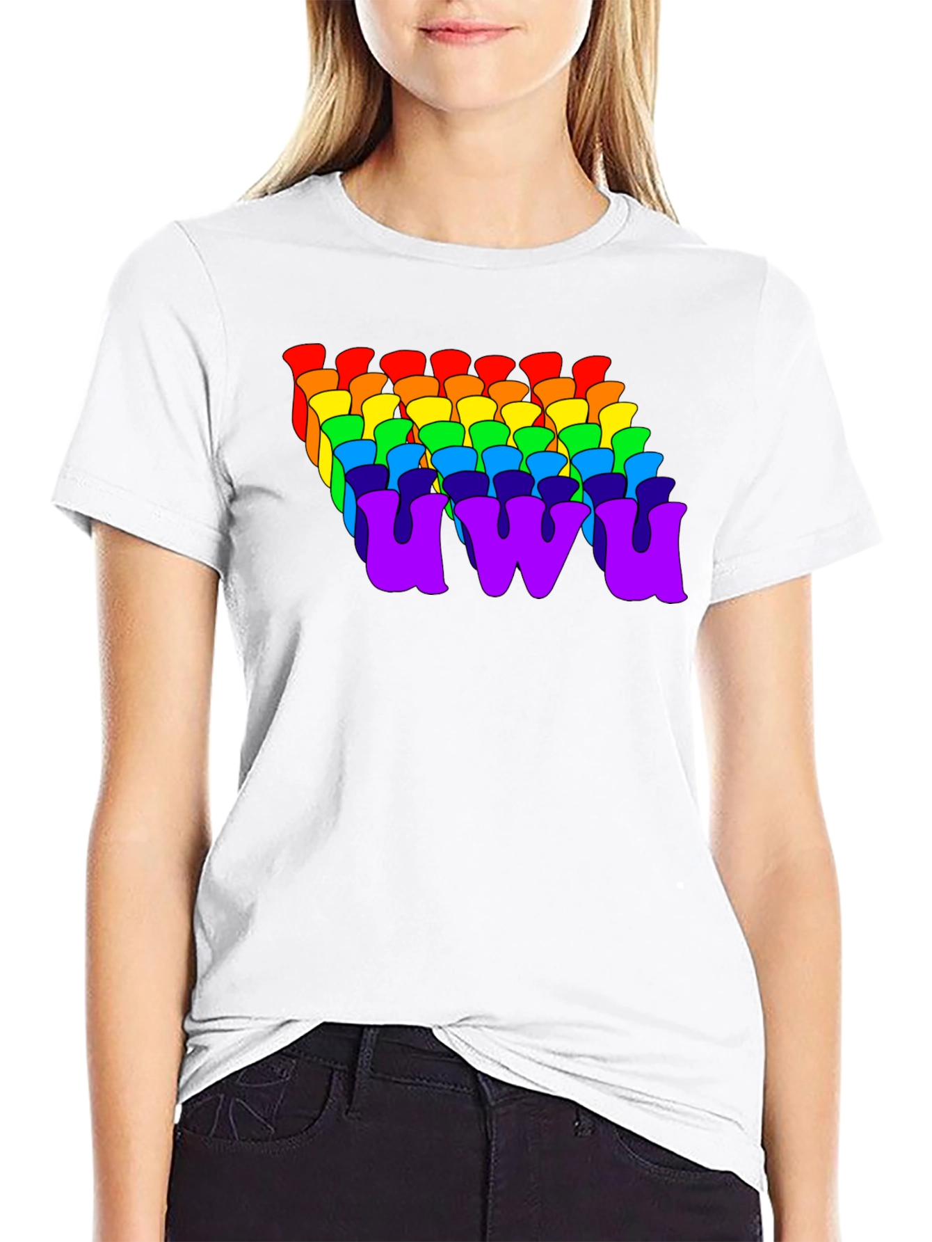 Black Rainbow UWU Graphic Tee - Soft Cotton Comfort view 9